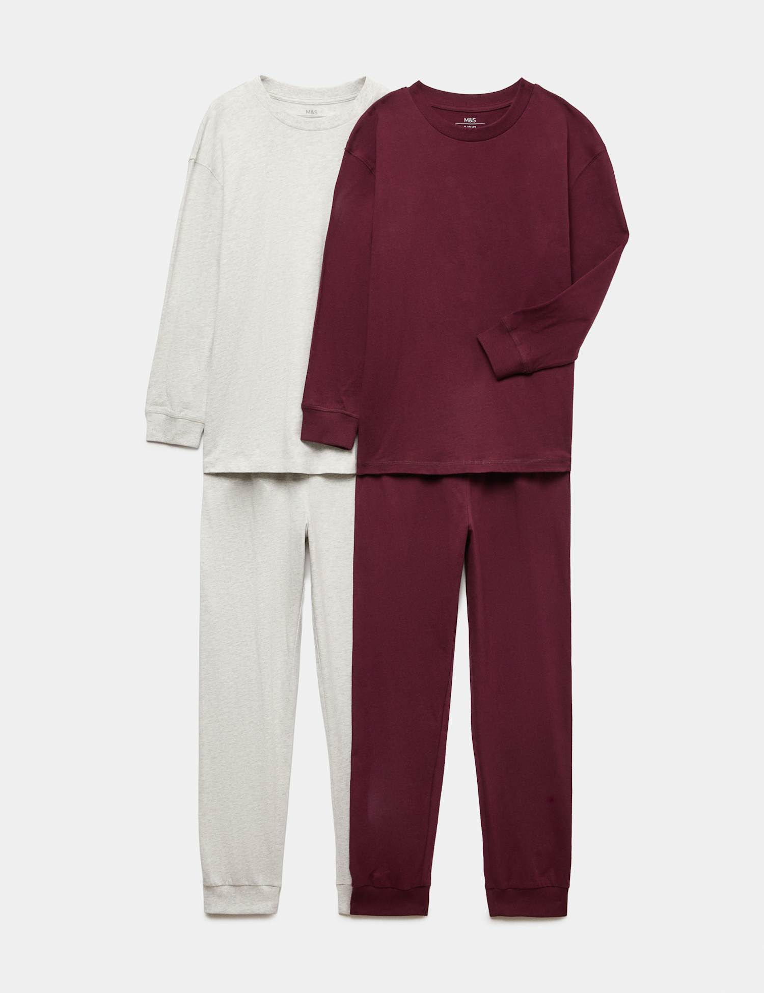 M&S 2 Pack Jersey Pyjama Sets (6-16 Yrs) Red Mix