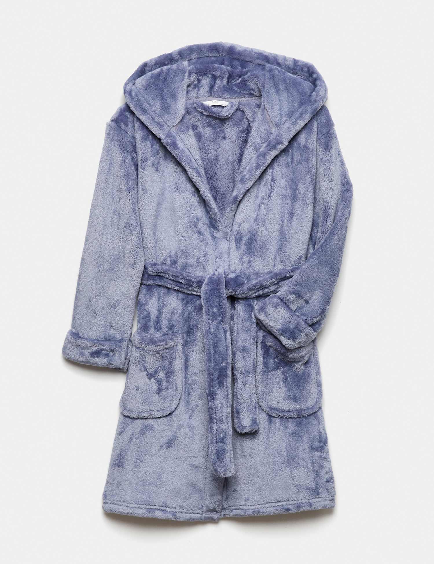 M&S Kids' Fleece Plain Dressing Gown (1-16 Yrs) Slate Blue