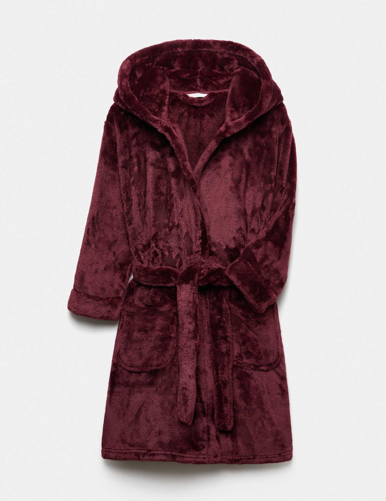 M&S Kids' Fleece Plain Dressing Gown (1-16 Yrs) Burgundy