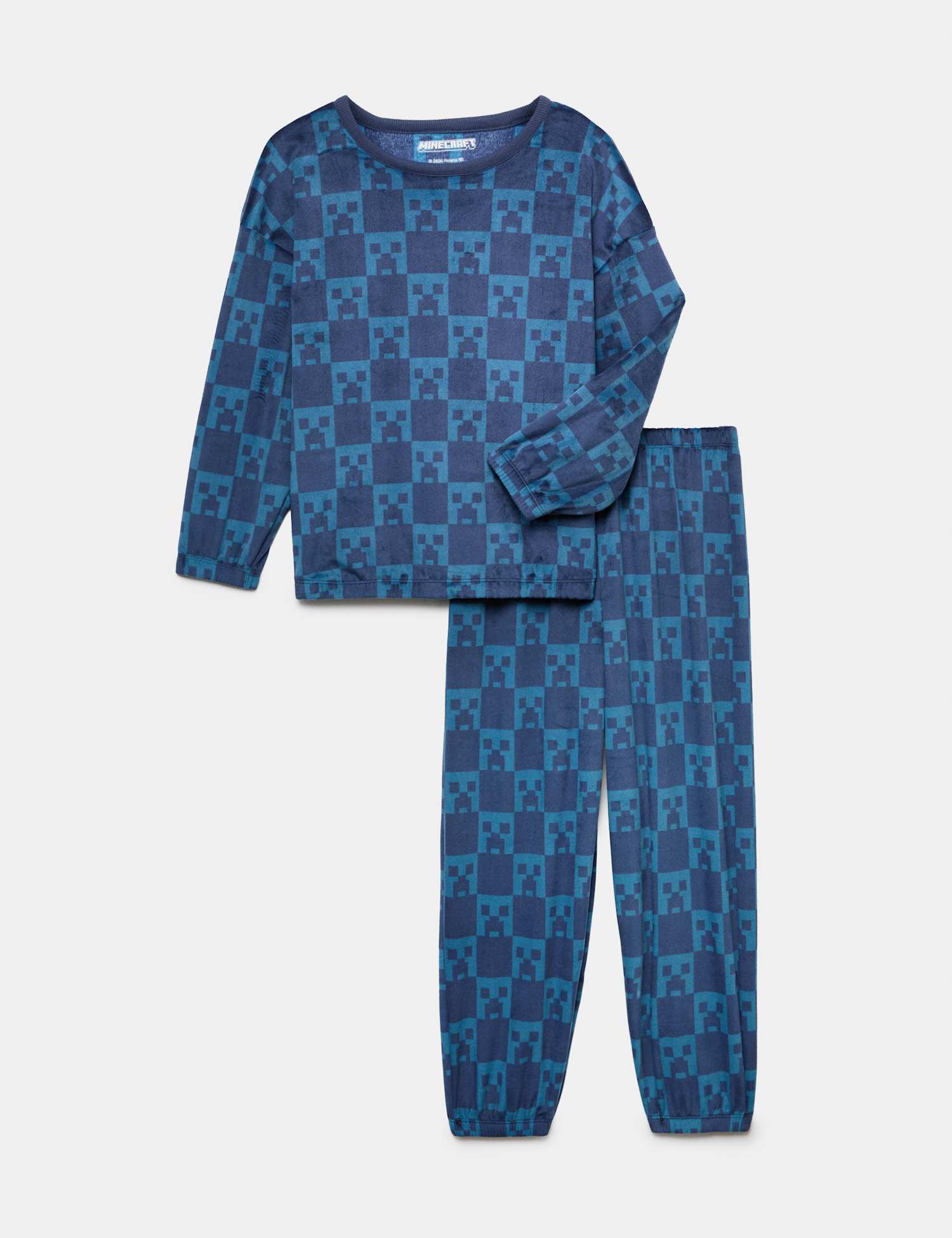 M&S Minecraft� Velour Pyjamas (3-16 Yrs) Blue Mix