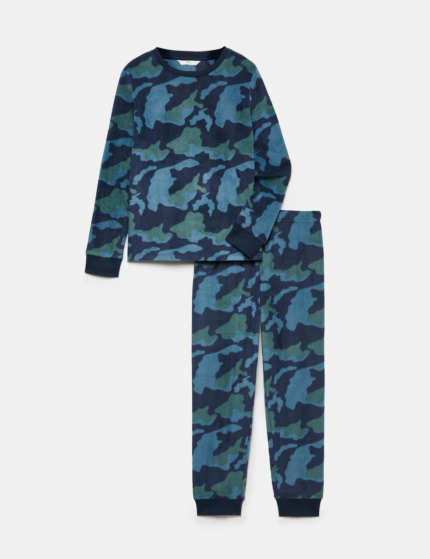 M&S Kids' Camouflage Fleece Pyjamas (1-16 Yrs) Green Mix