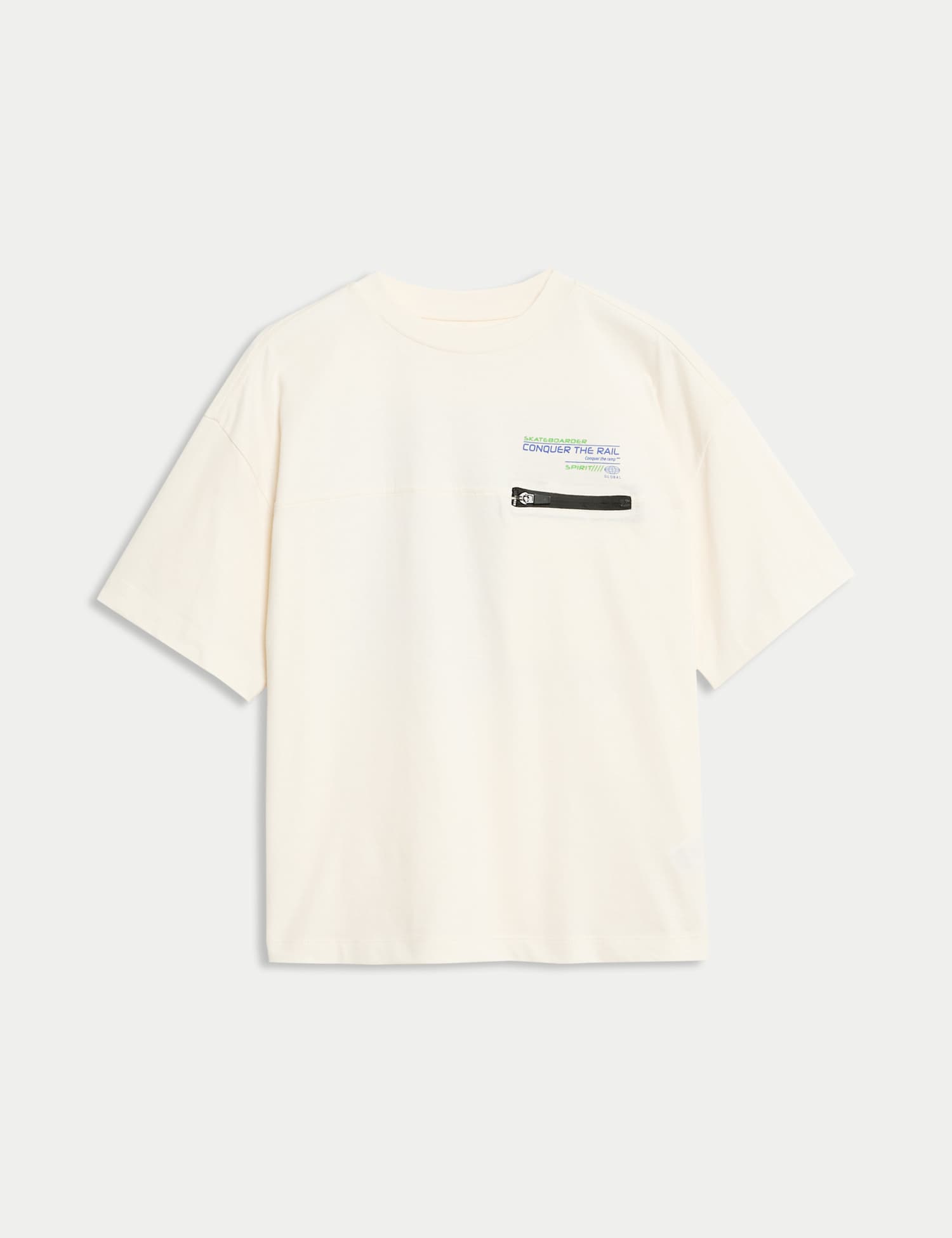 M&S Pure Cotton Skater Graphic T-Shirt (2-16 Yrs) White