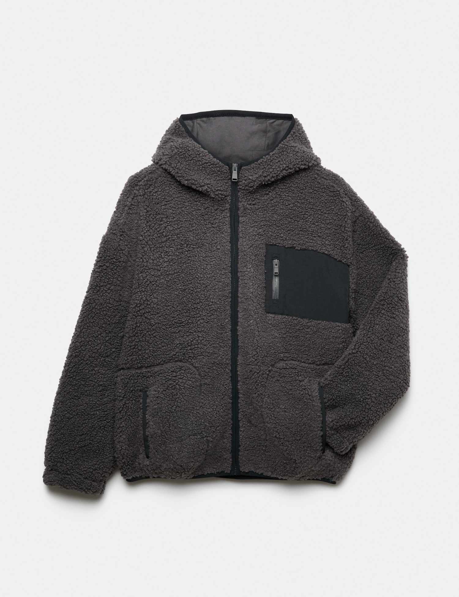 M&S Borg Zip Through Jumper (6-16 Yrs) Grey
