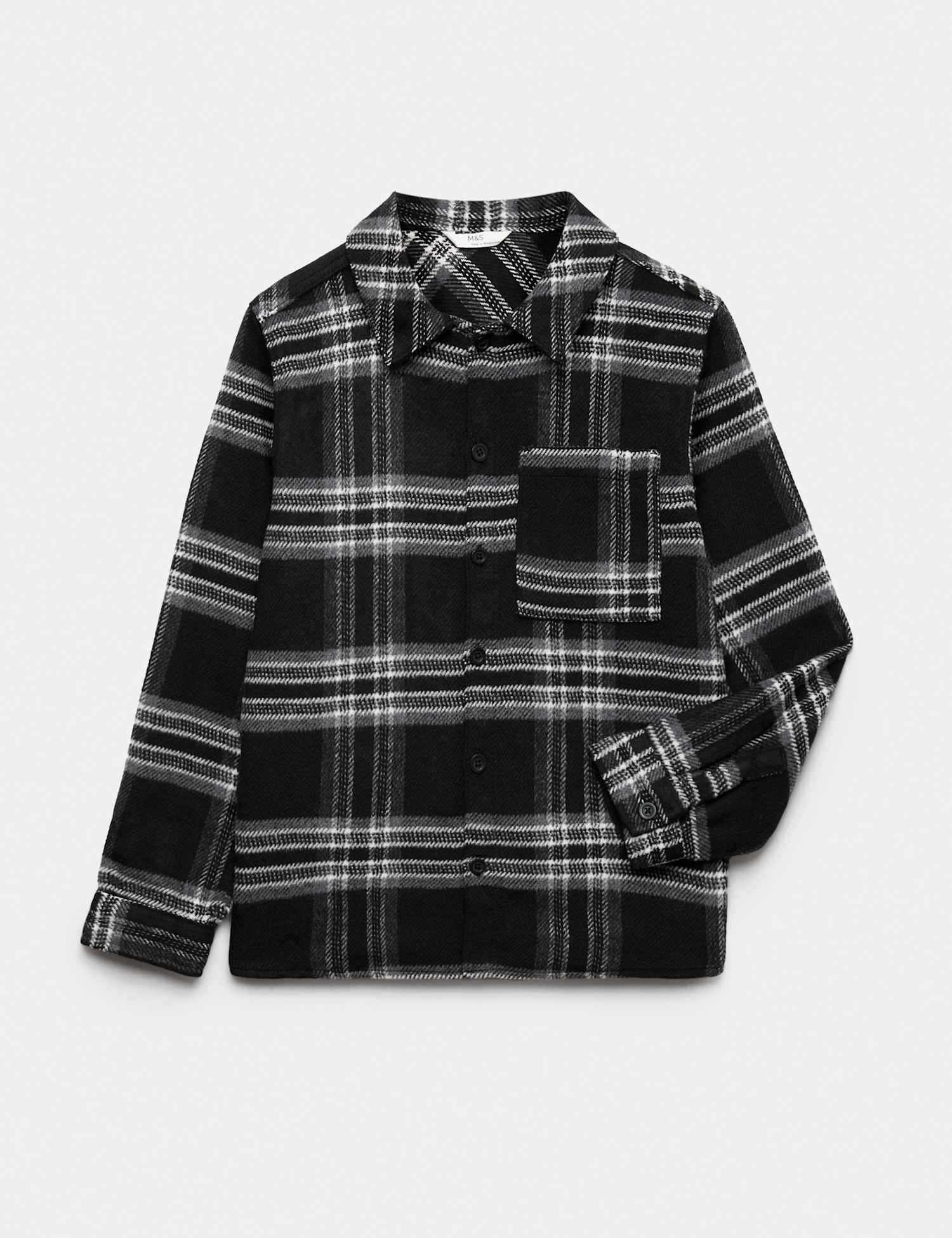 M&S Checked Shirt (6-16 Yrs) Black