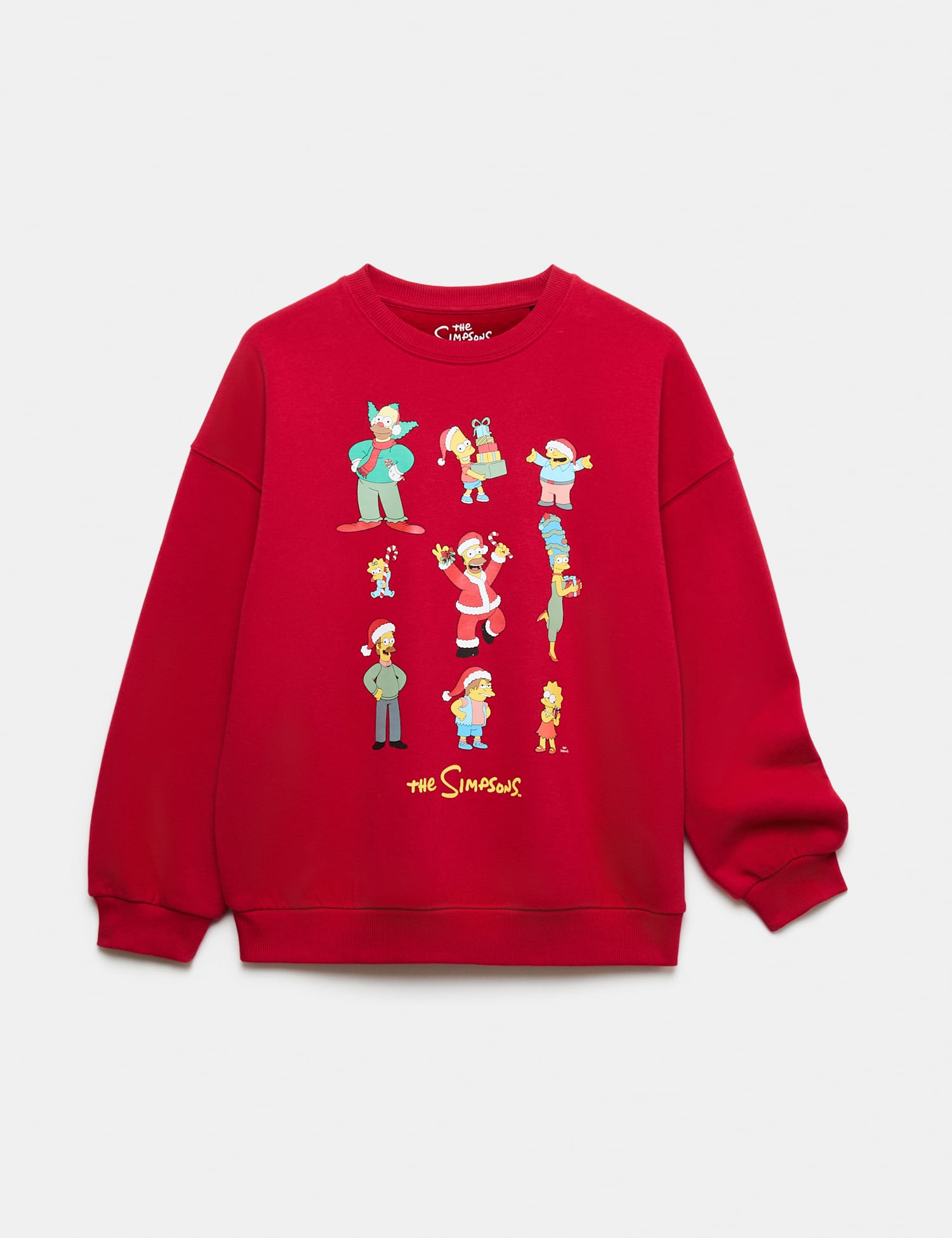 M&S Cotton Rich The Simpsons� Christmas Sweatshirt (6-16 Yrs) Red