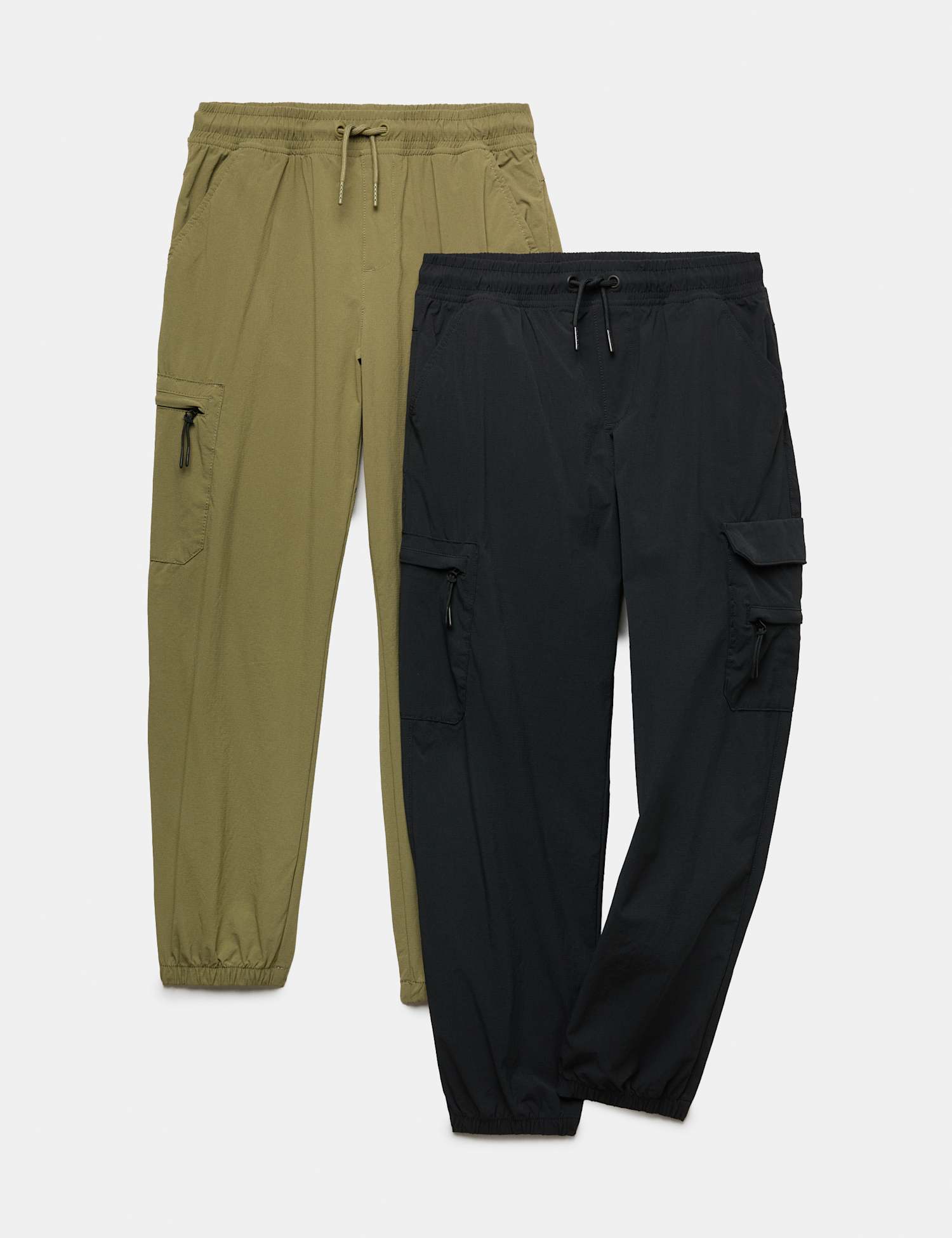 M&S 2 Pack Cargo Trousers (6-16 Yrs) Khaki Mix