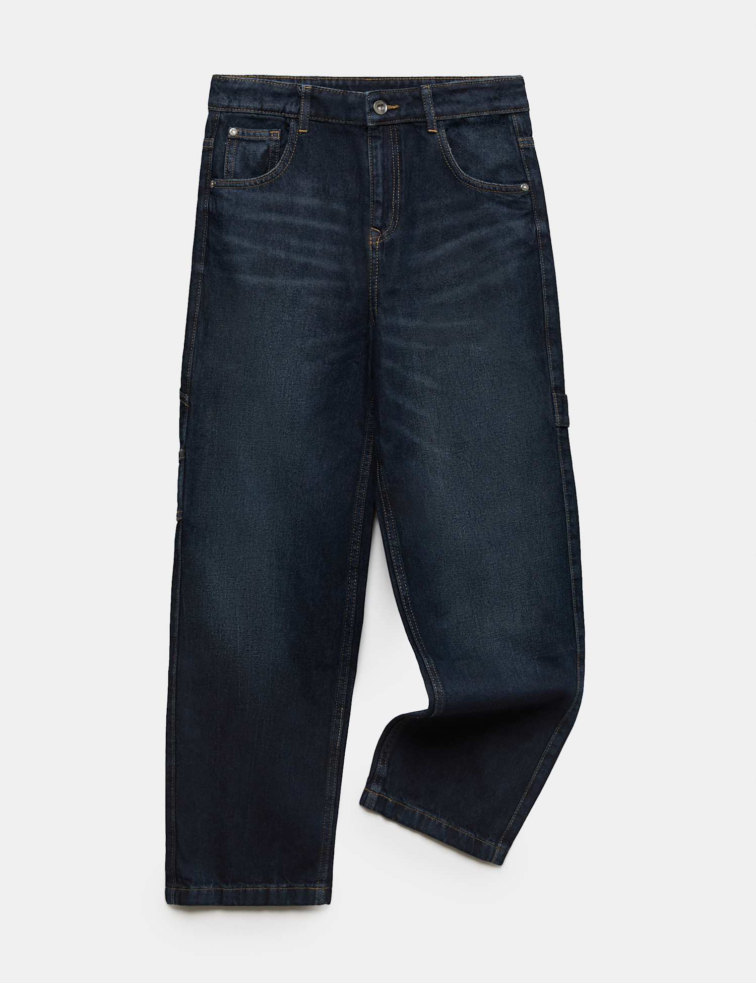 M&S Pure Cotton Baggy Carpenter Jeans (6-16 Yrs) Blue/Black