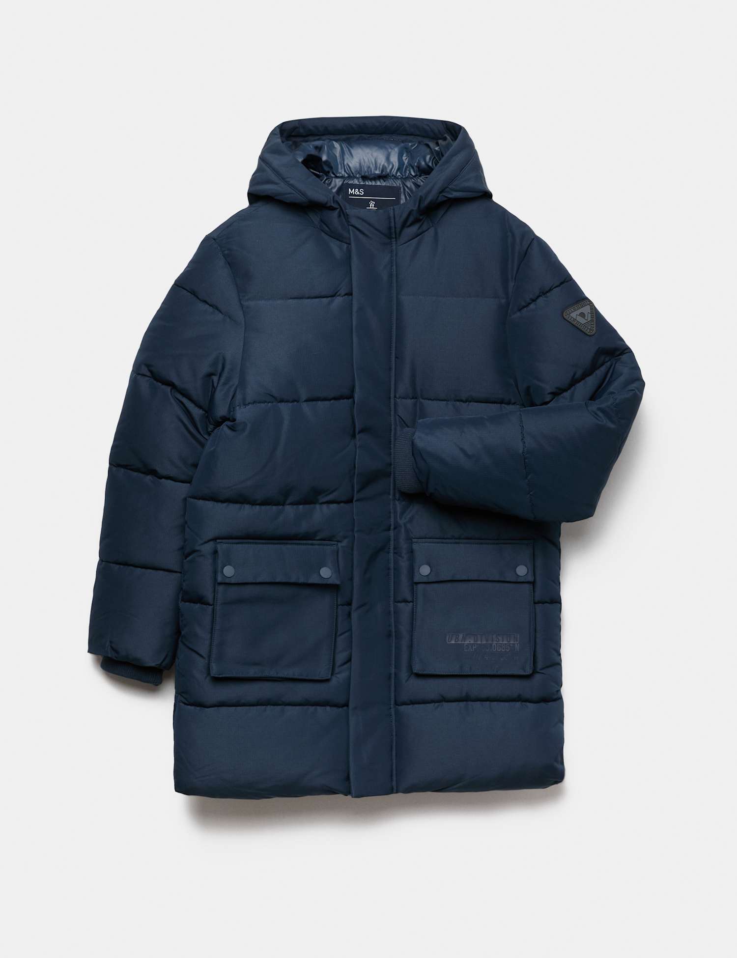 M&S Longline Padded Coat (6-16 Yrs) Navy