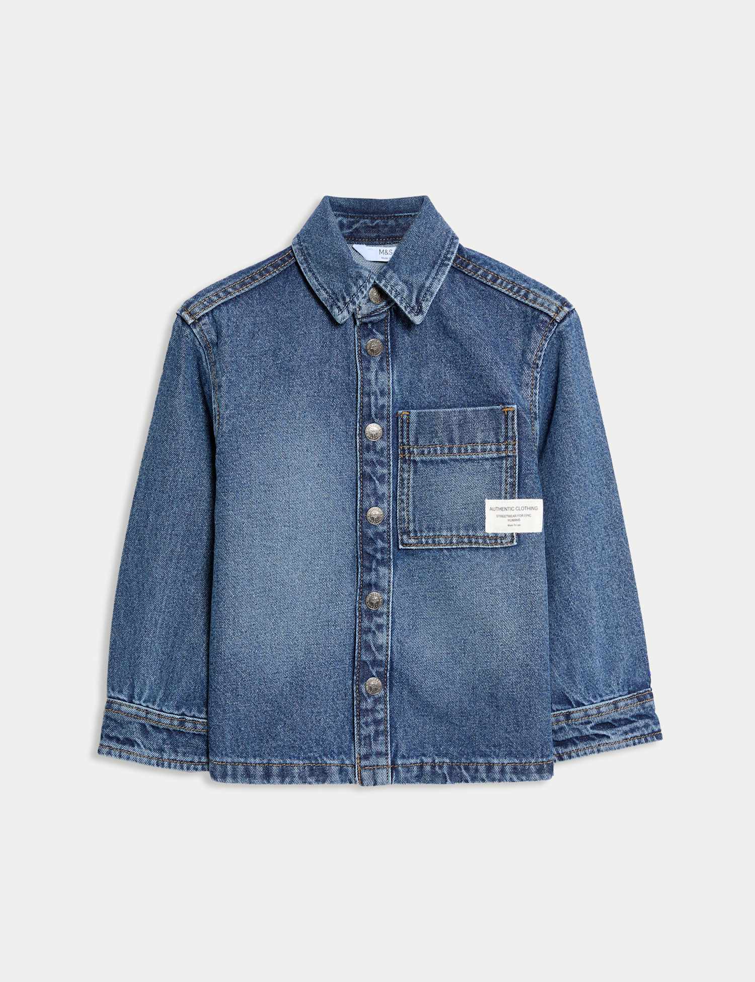 M&S Pure Cotton Twill Denim Shirt (2-8 Yrs) Denim