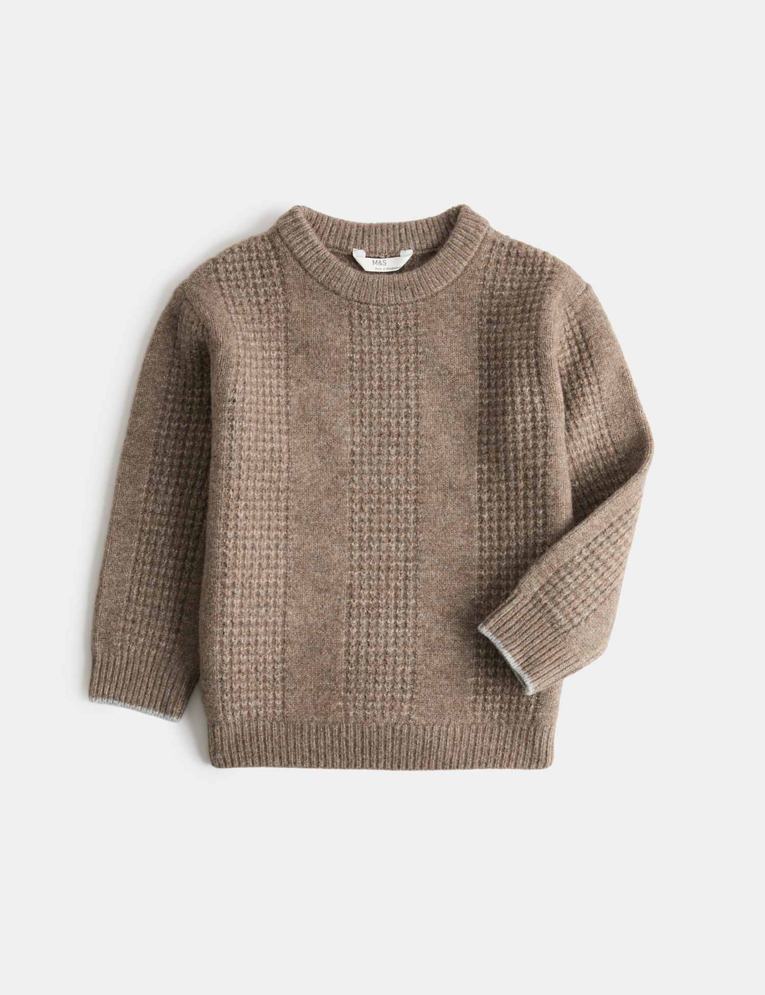 M&S Textured Knitted Jumper (2-8 Yrs) Brown