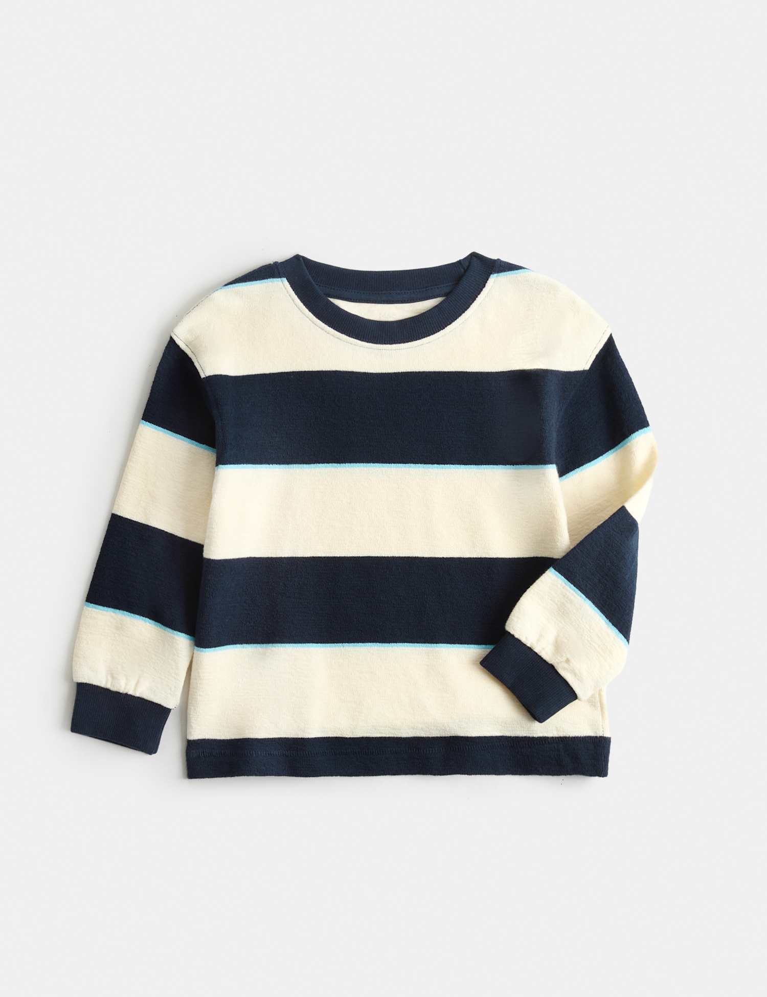 M&S Pure Cotton Textured Striped Top (2-8 Yrs) Navy Mix