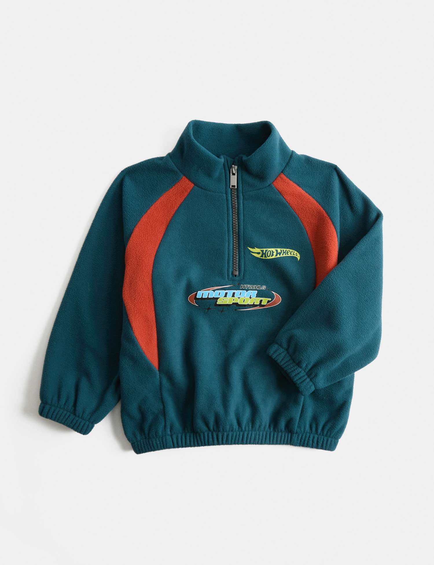 M&S Fleece Hot Wheels� Half Zip Jacket (2-8 Yrs) Green Mix