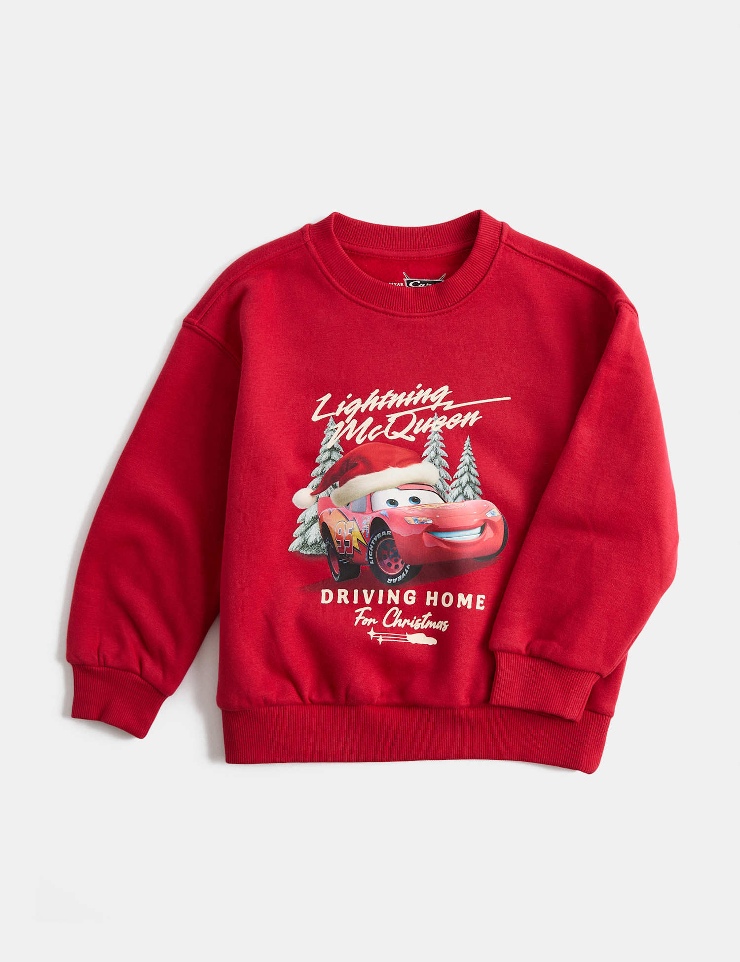 M&S Cotton Rich Cars� Christmas Sweatshirt (2-8 Yrs) Red