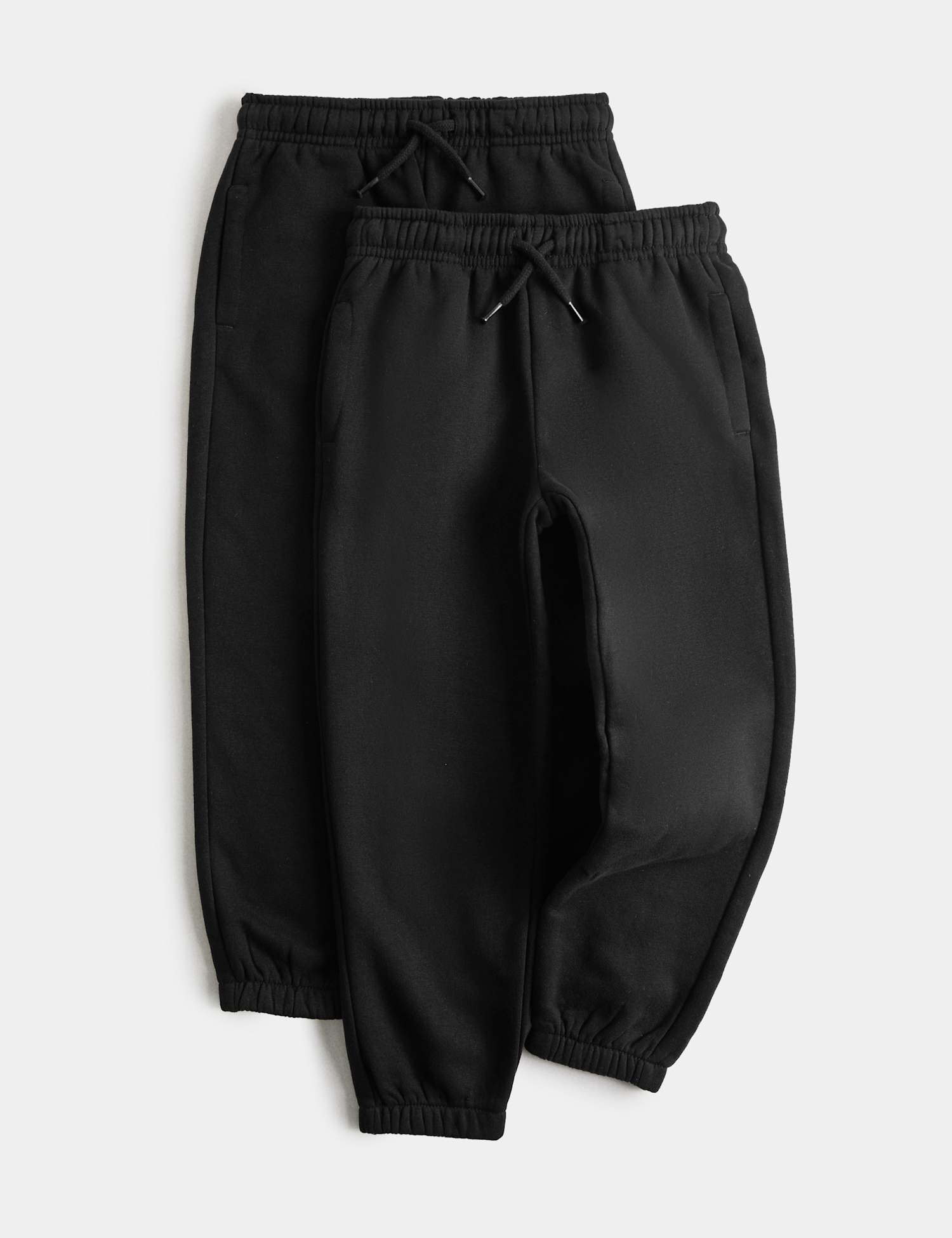 M&S 2 Pack Cotton Rich Joggers (2-8 Yrs) Black