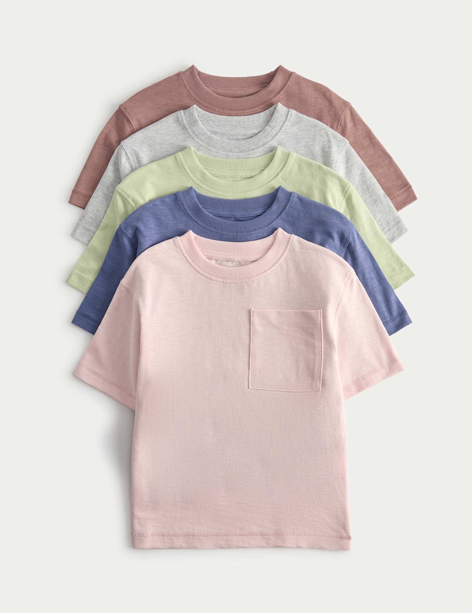 M&S 5-Pack Pure Cotton T-Shirts (2-8 Yrs) Pink Mix