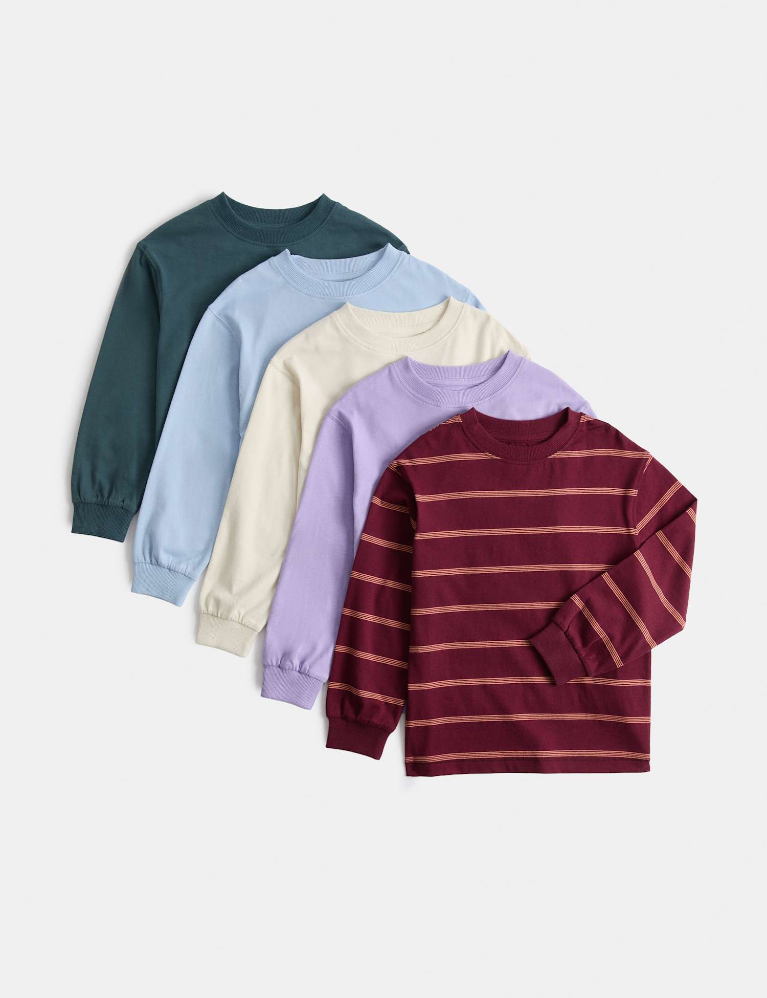 M&S 5 Pack Pure Cotton Tops (2-8 Yrs) Multi