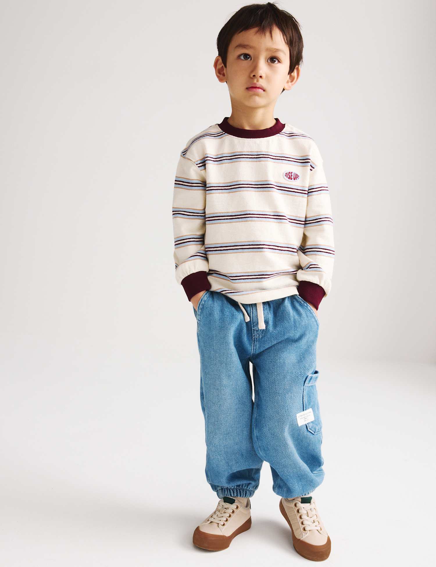 M&S Relaxed Denim Cargo Jeans (2-8 Yrs) Denim