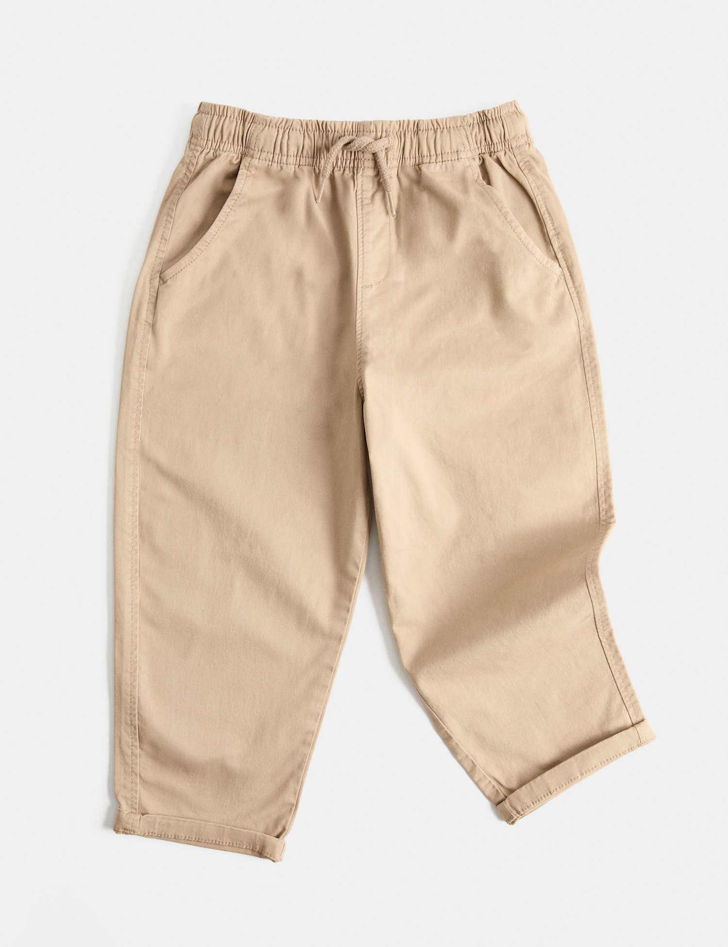 M&S Cotton Rich Pull On Cargo Trousers (2-8 Yrs) Neutral