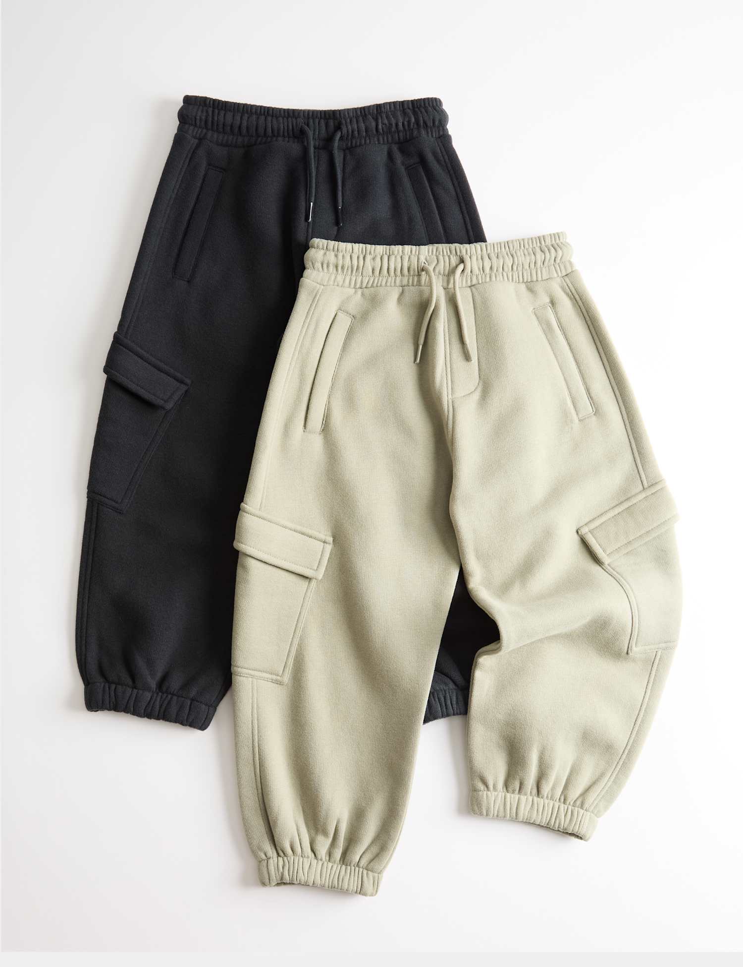 M&S 2 Pack Cotton Rich Cargo Joggers (2-8 Yrs) Carbon