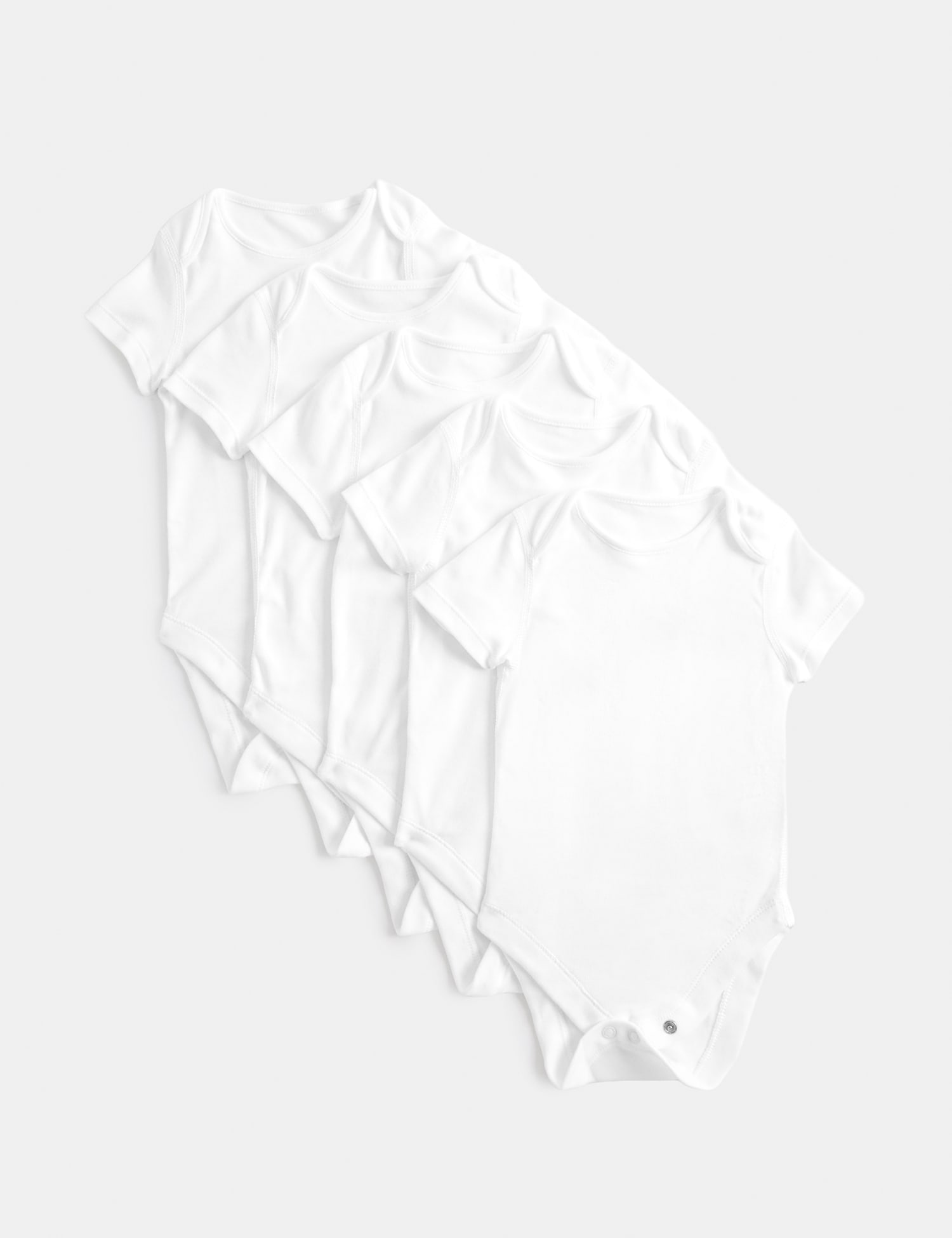 M&S 5 Pack Pure Cotton Bodysuits (5lbs-3 Yrs) White