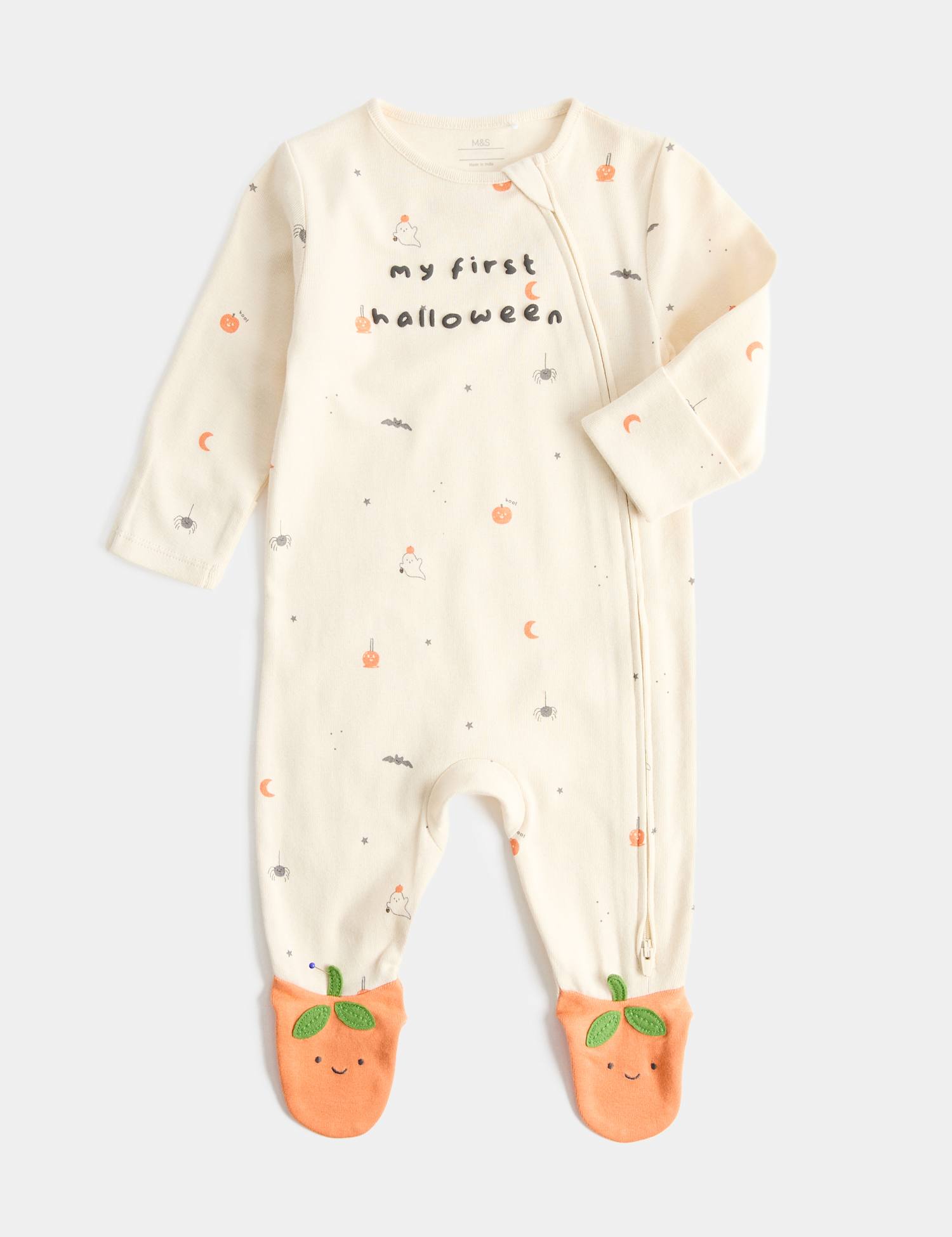 M&S My First Halloween Sleepsuit (7lbs - 9 Mths) Cream