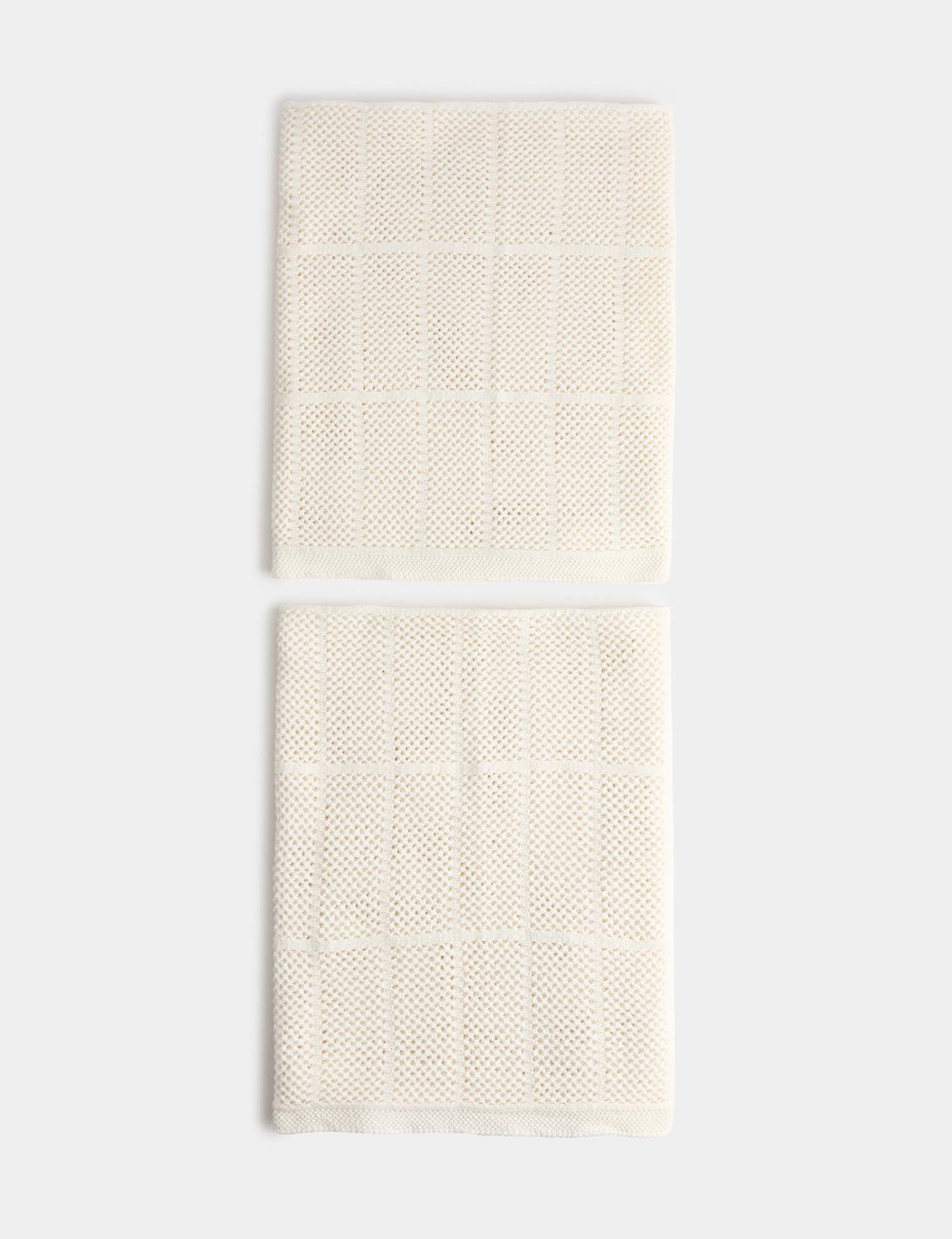 M&S 2 Pack Pure Cotton Cellular Shawls White
