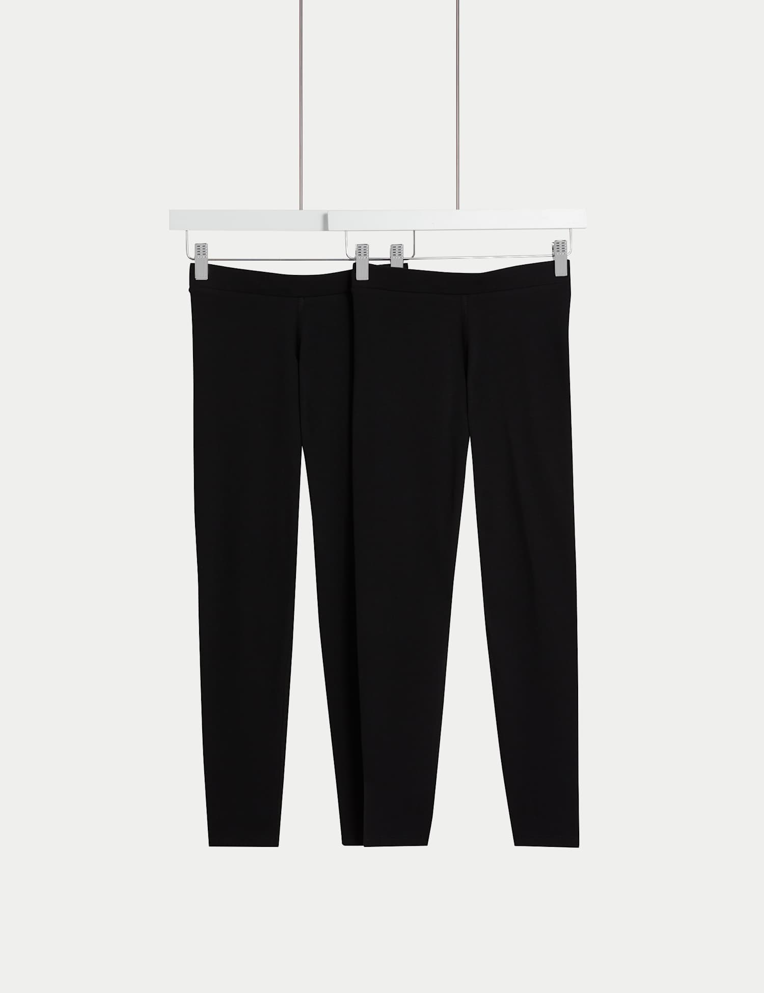 M&S 2 Pack Adaptive Cotton Rich Leggings (2-16 Yrs) Black