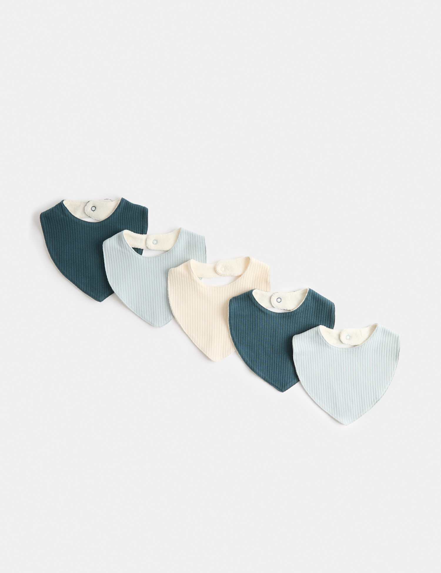 M&S 5 Pack Cotton Rich Dribble Bibs Aqua Marine