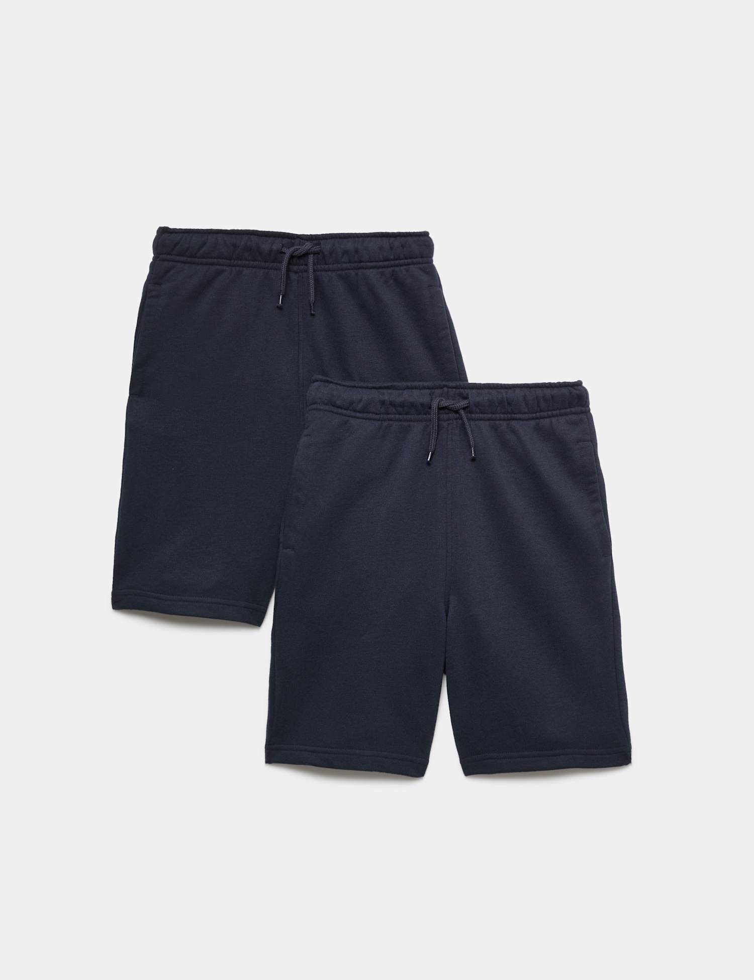 M&S 2 Pack Adaptive Cotton Rich Plain Shorts (2-16 Yrs) Navy