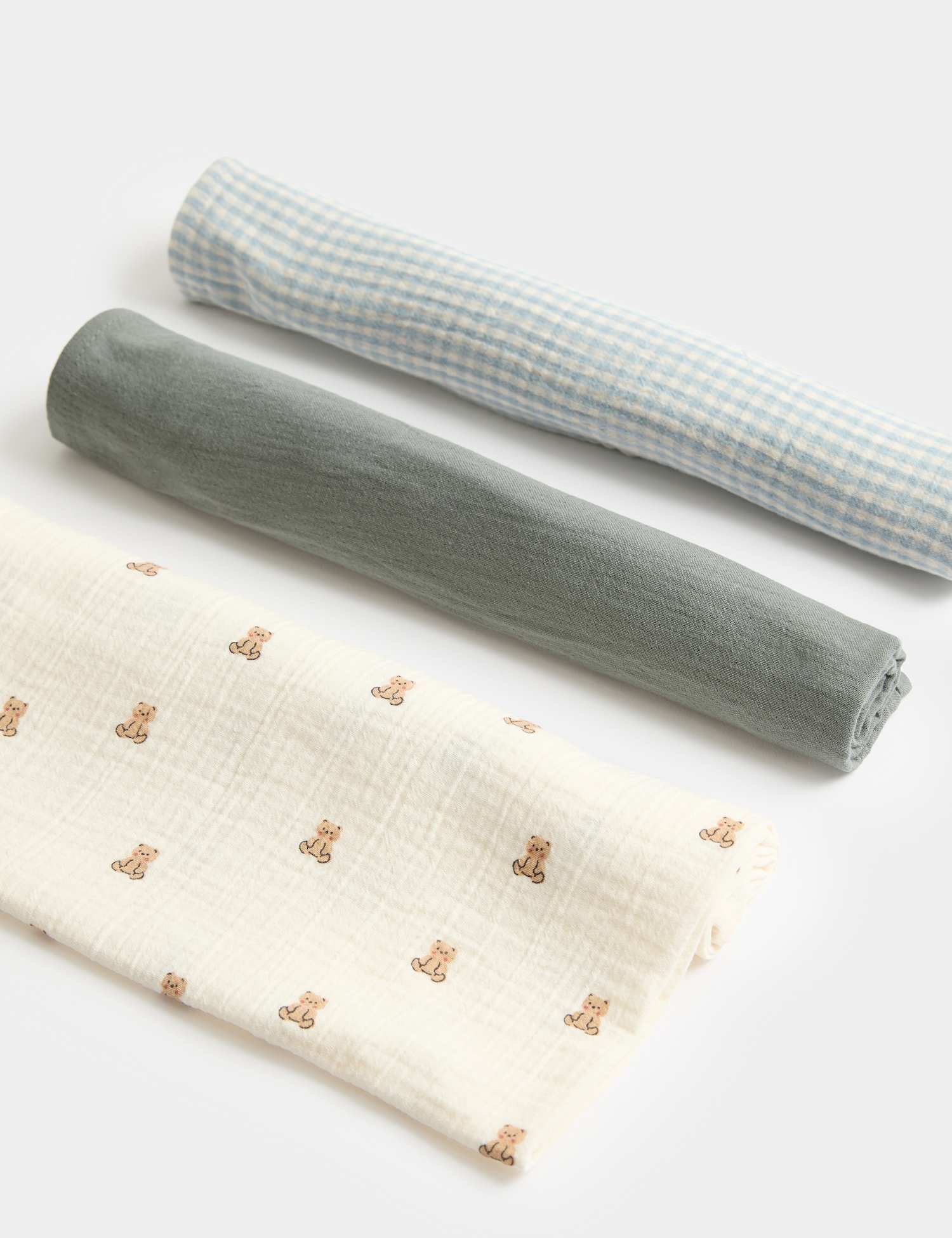 M&S 3 Pack Pure Cotton Muslin Squares Cream Mix