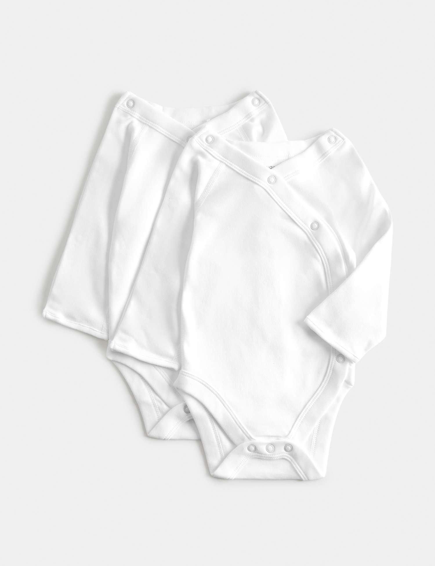 M&S 2 Pack Adaptive Pure Cotton Bodysuits (7lbs-16 Yrs) White