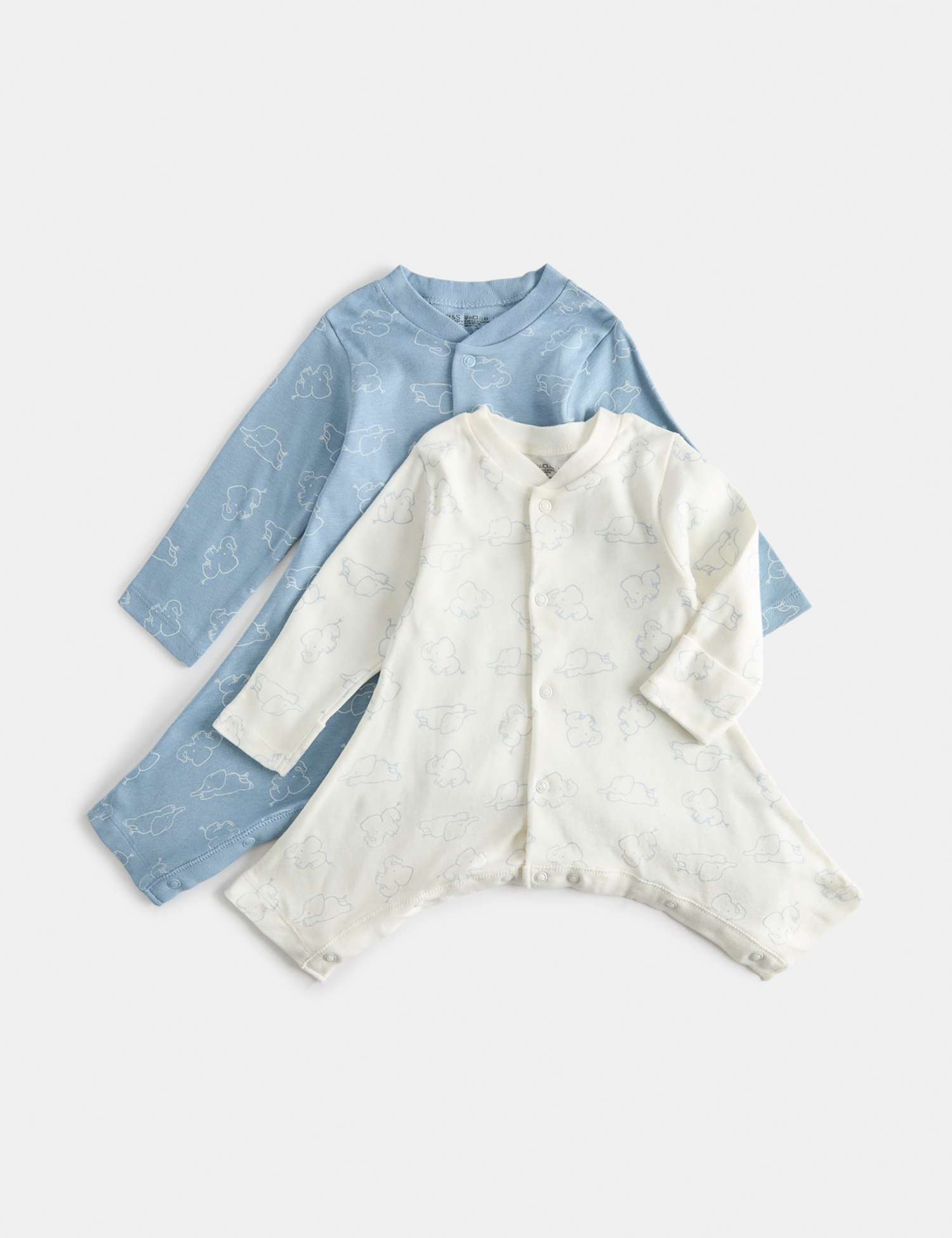 M&S 2 Pack Hip Dysplasia Sleepsuits (7lbs-1 Yrs) Blue Mix