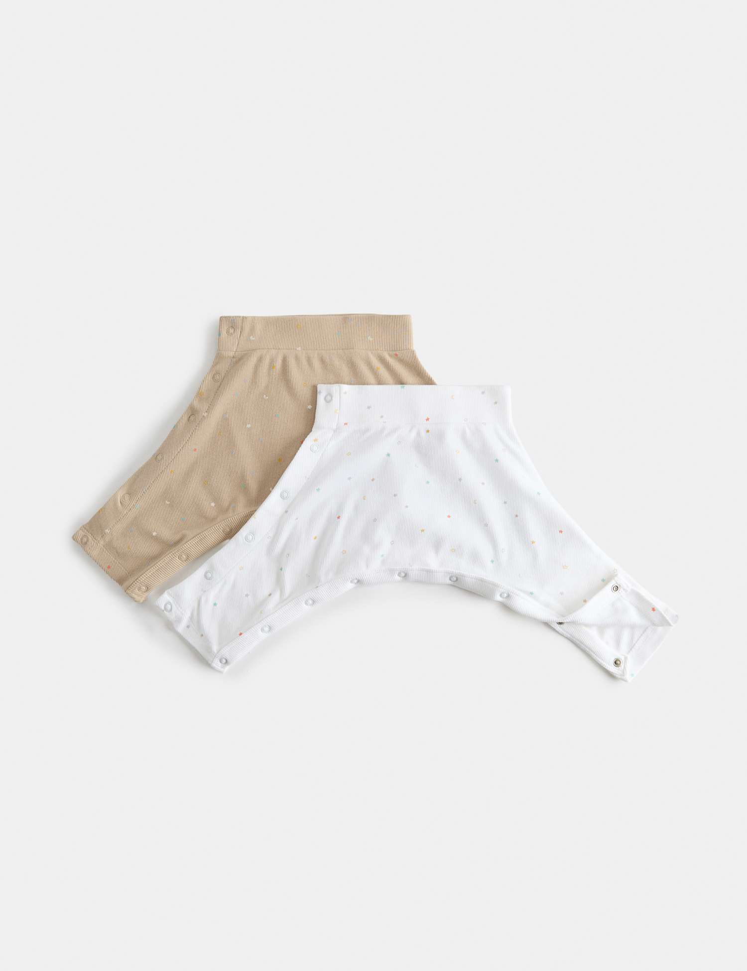 M&S 2 Pack Hip Dysplasia Cotton Rich Stars Joggers (7lbs-1 Yrs) Oatmeal Mix