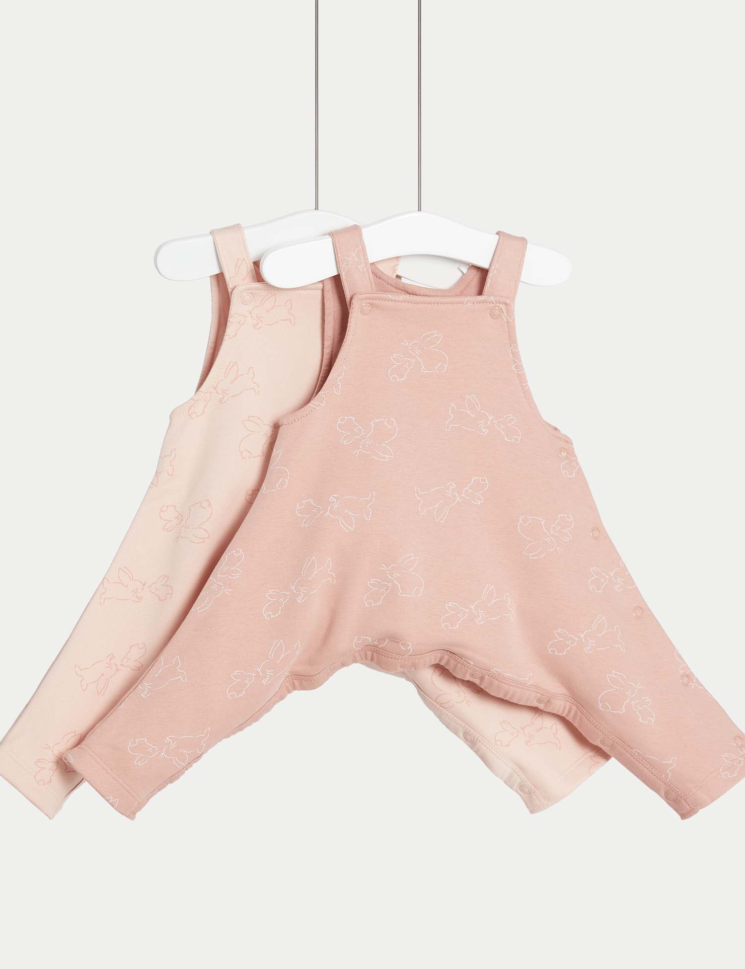 M&S 2 Pack Hip Dysplasia Cotton Rich Dungarees (7lbs-1 Yrs) Pink Mix