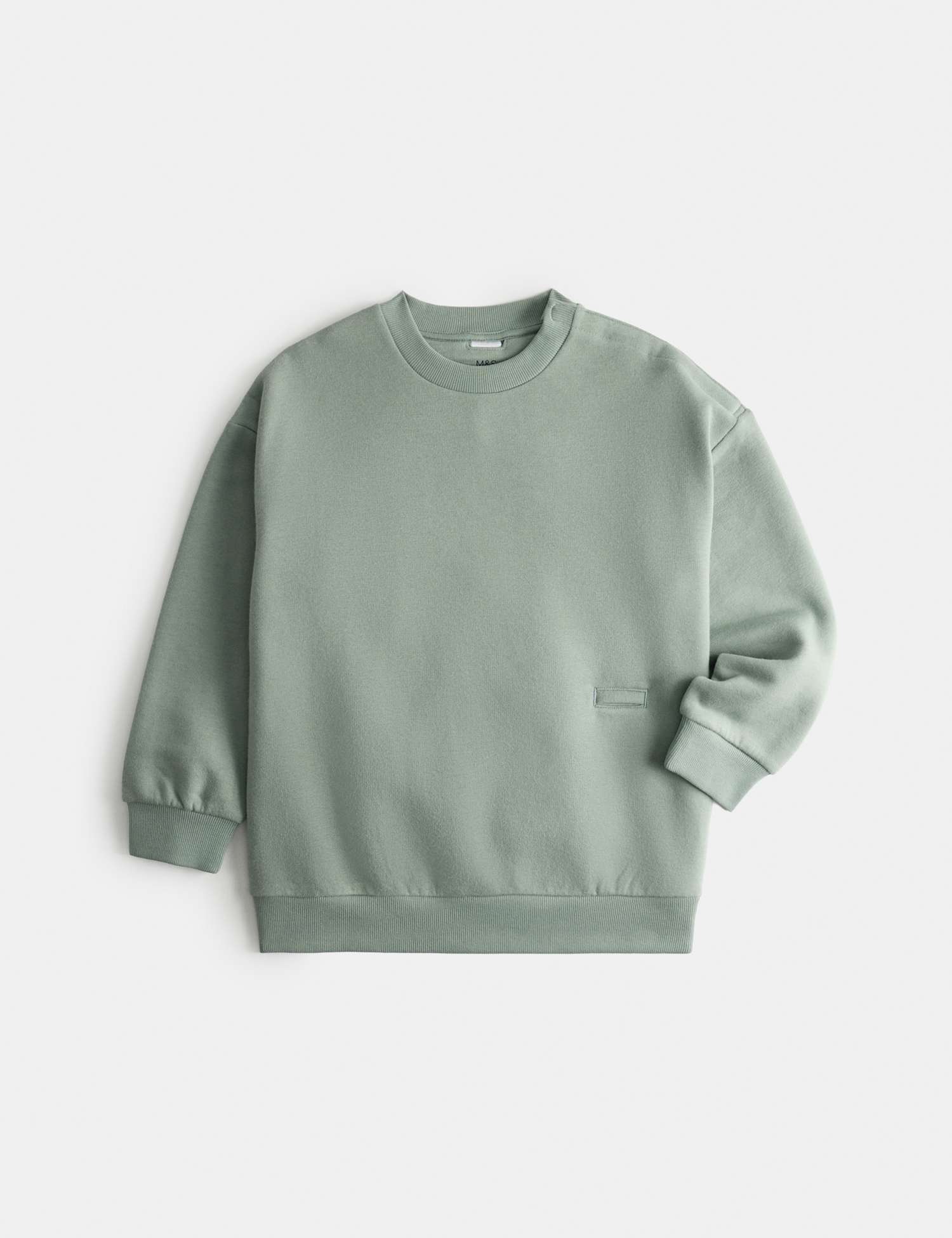 M&S Adaptive Cotton Rich Sweatshirt (2-16 Yrs) Light Verdigris