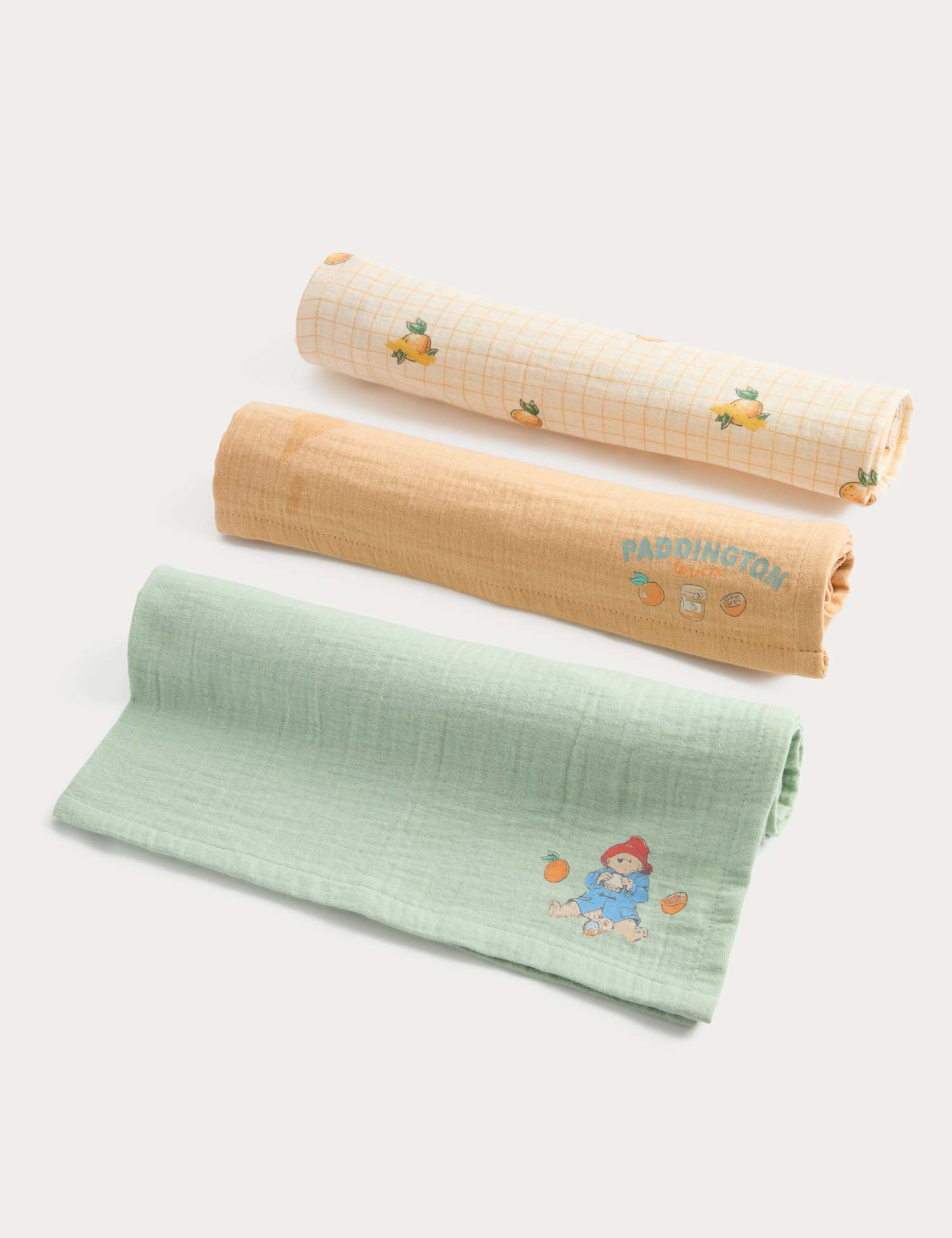 M&S 3 Pack Pure Cotton Paddington™ Muslins Multi
