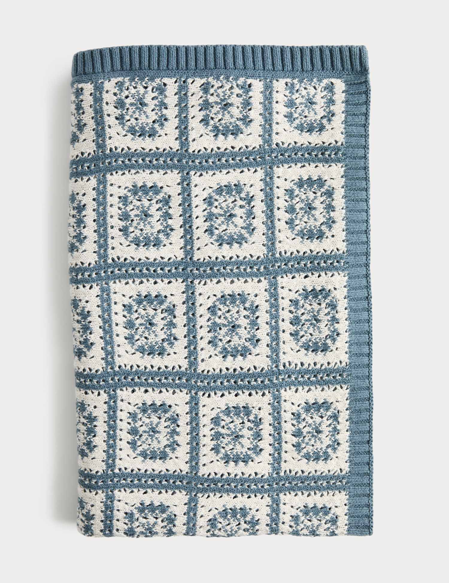 M&S Pure Cotton Crochet Shawl Dark Petrol