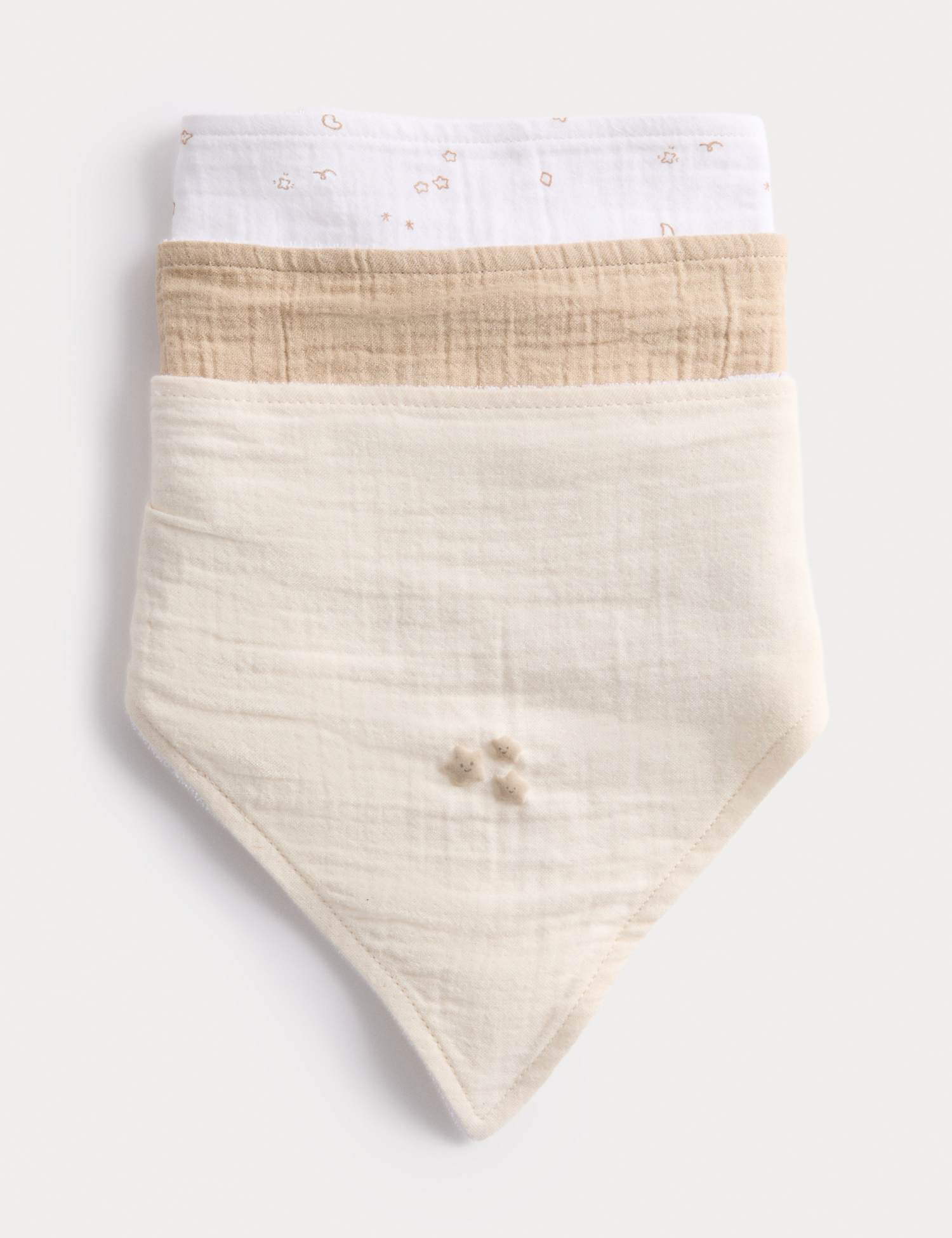 M&S 3 Pack Cotton Rich Patterned Bibs White