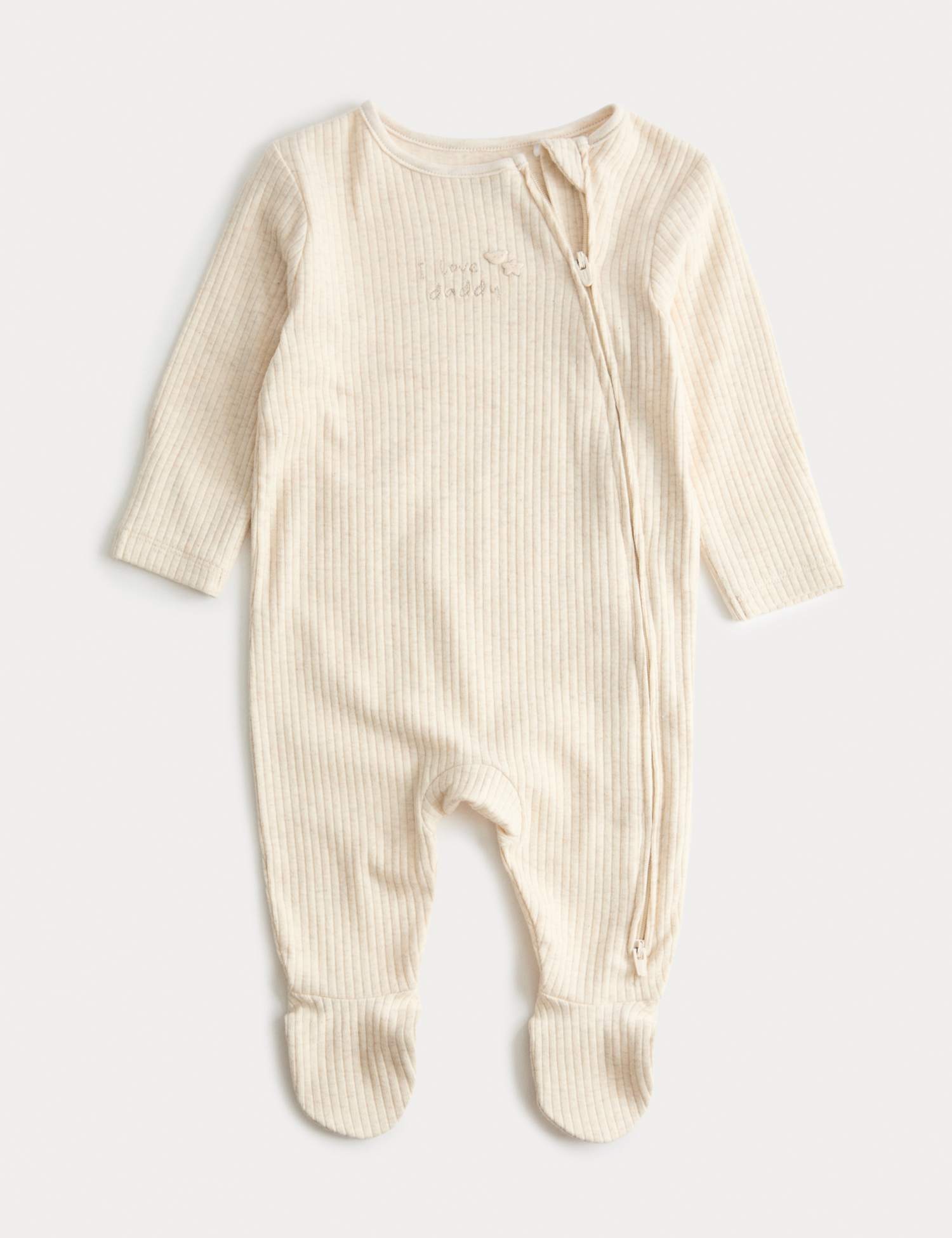 M&S Cotton Rich I Love Daddy Sleepsuit (7lbs-1 Yrs) White