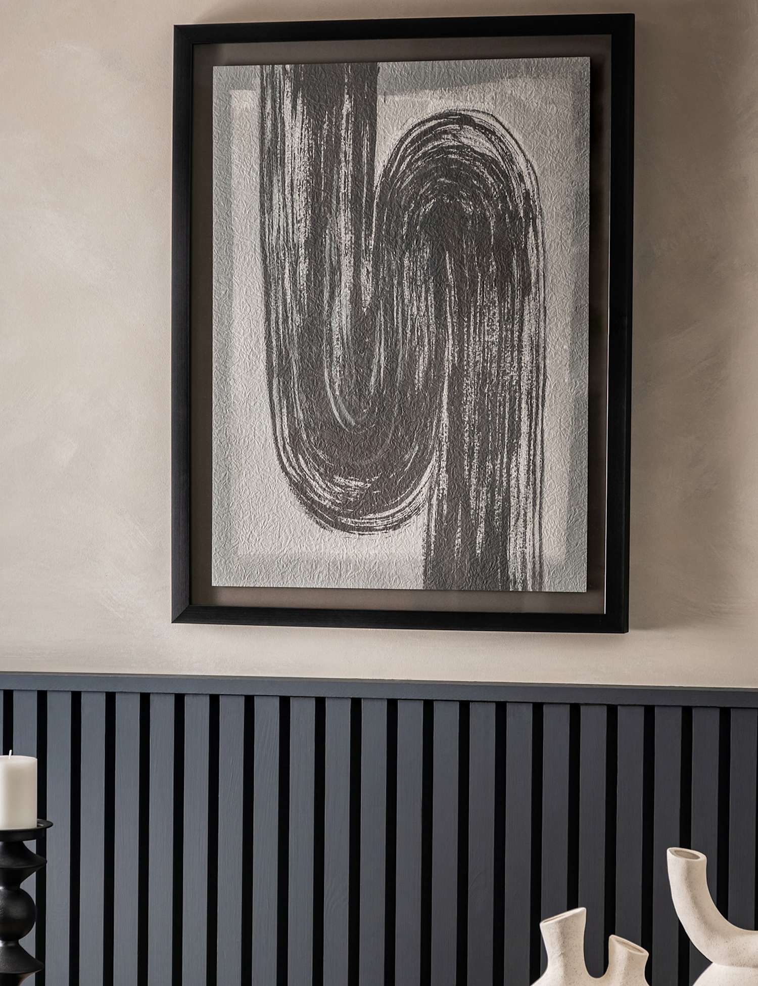 Gallery Direct Avenue Abstract Rectangle Framed Art Black