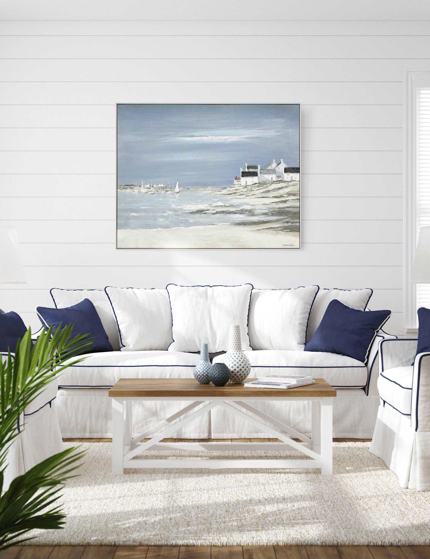 Gallery Direct Calm Harbour Rectangle Framed Art Grey