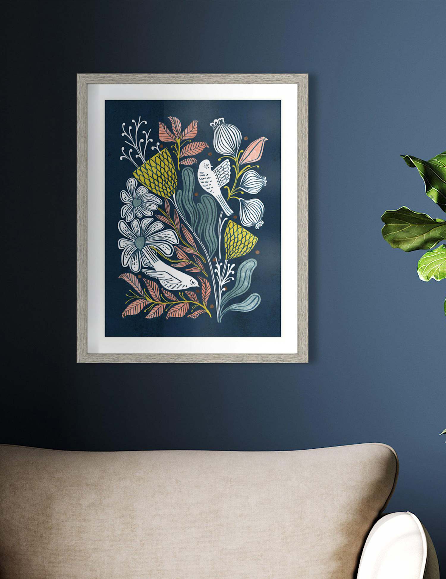 Gallery Direct Melody Rectangle Framed Art Grey