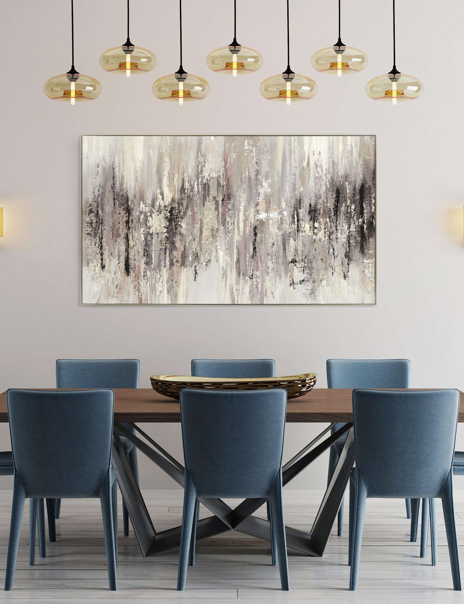 Gallery Direct Elemental Abstract Rectangle Framed Art Gold