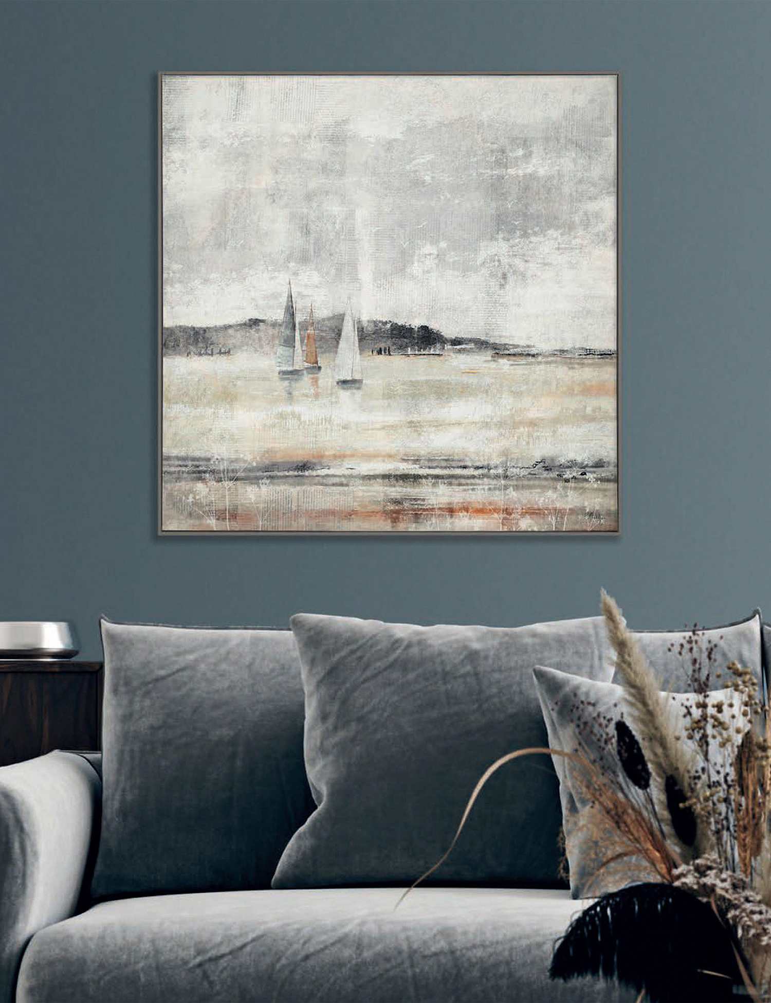 Gallery Direct Sea Spray Square Framed Art Grey