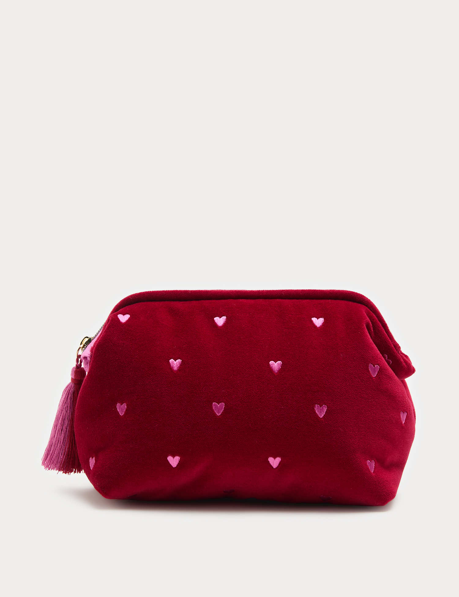 M&S Velvet Heart Make Up Bag Cherry Red