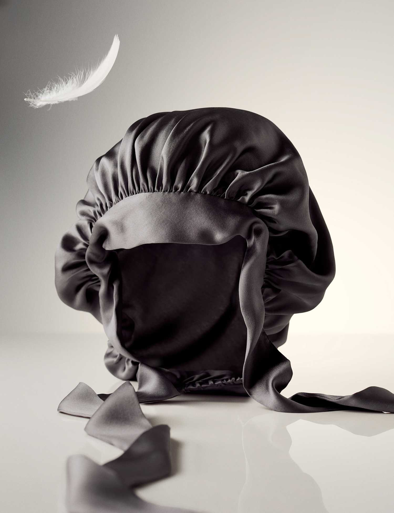 M&S Pure Silk Hair Bonnet Charcoal