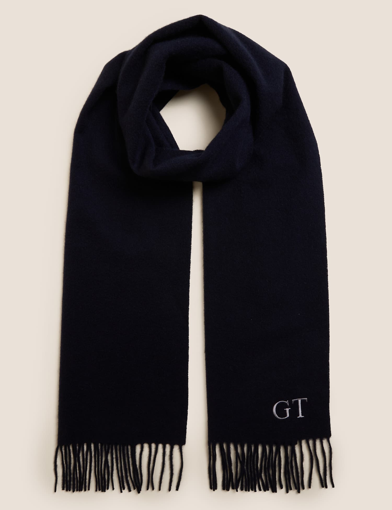 Autograph Personalised Men's Pure Cashmere Scarf Navy