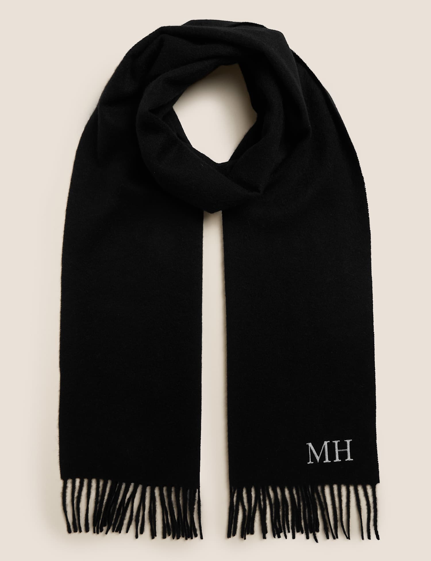 Autograph Personalised Men's Pure Cashmere Scarf Black