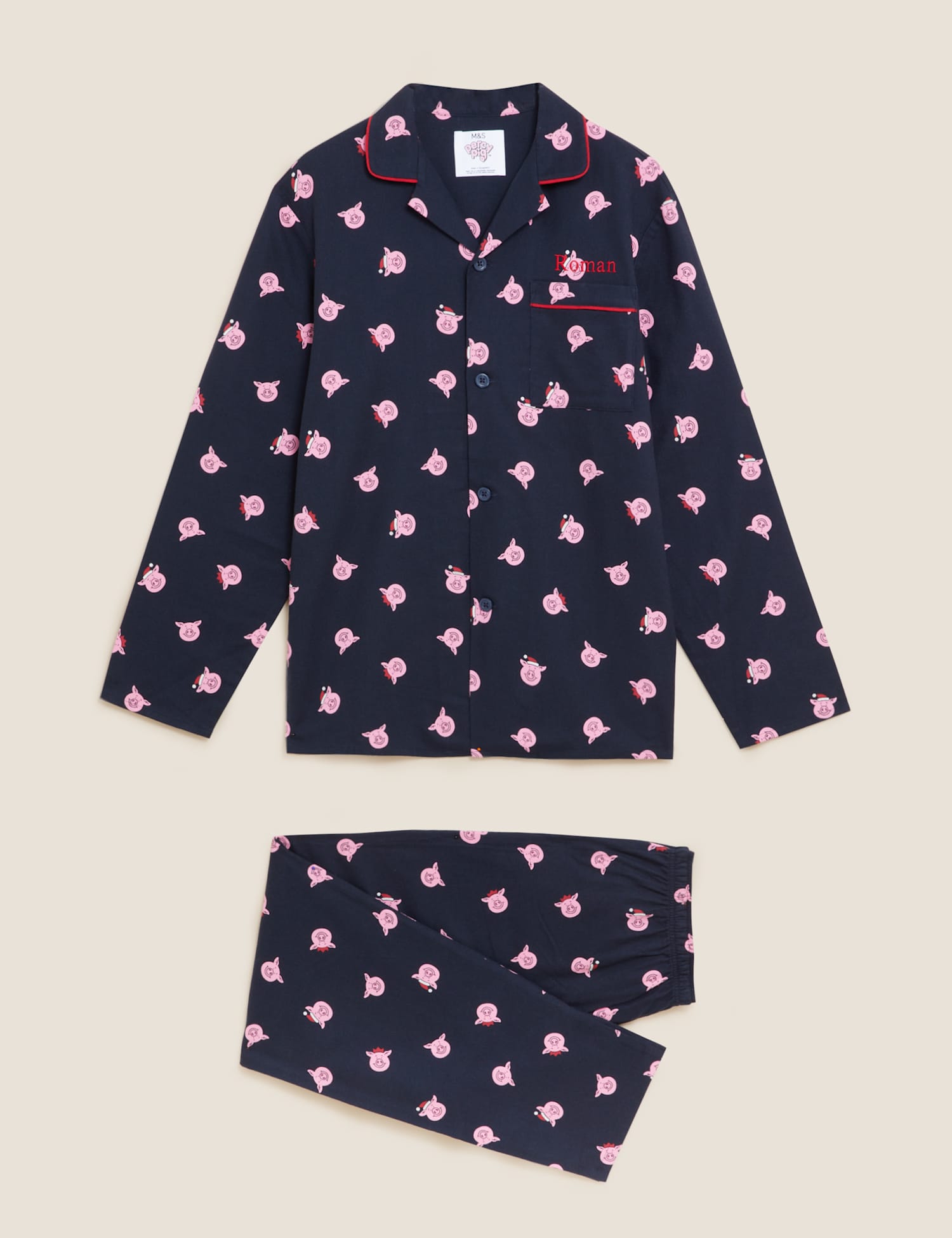 Percy Pig� Personalised Men's Percy Pig� Pyjamas Navy Mix