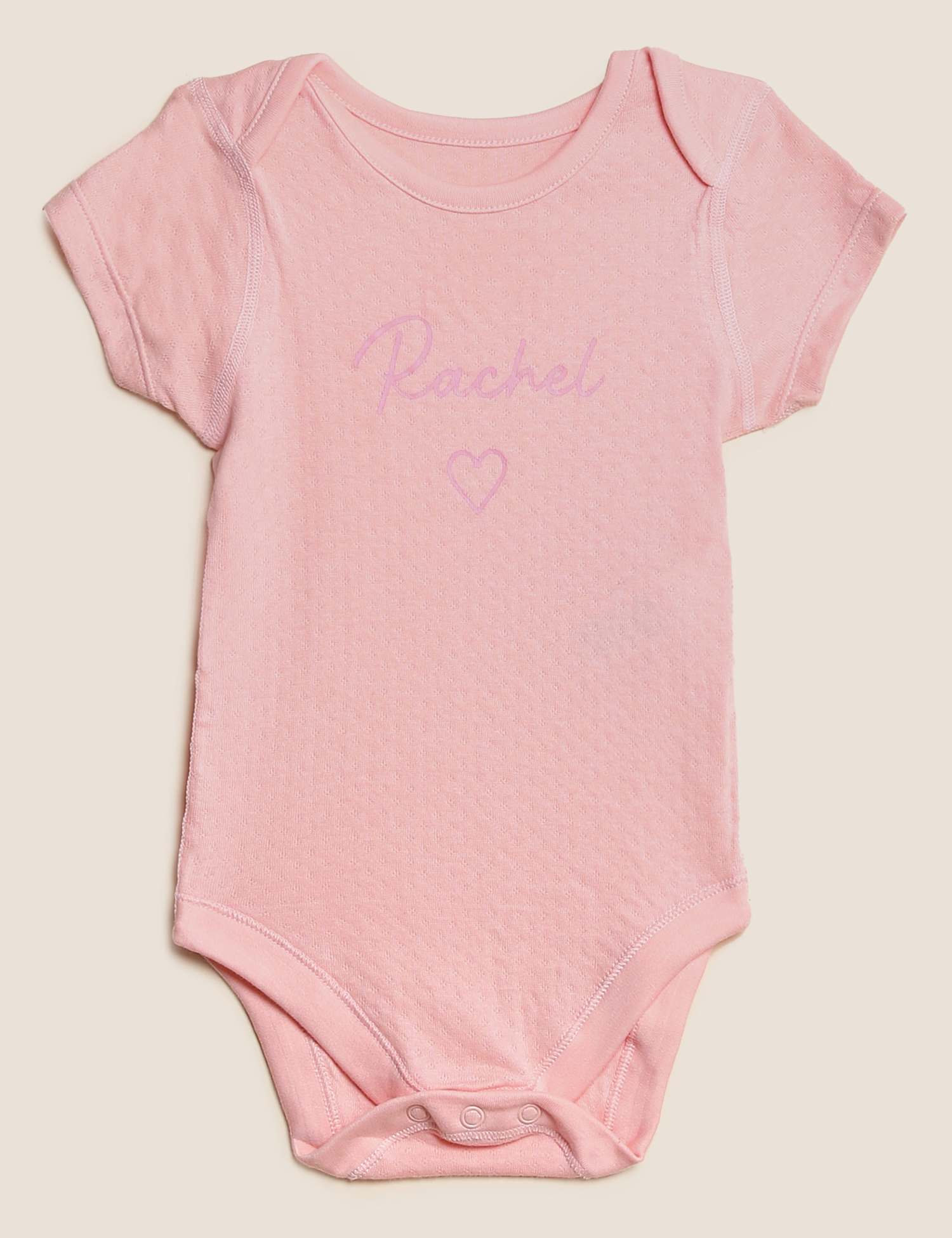 M&S Personalised Kids' Pointelle Bodysuits (6�lbs-3 Yrs) Pink